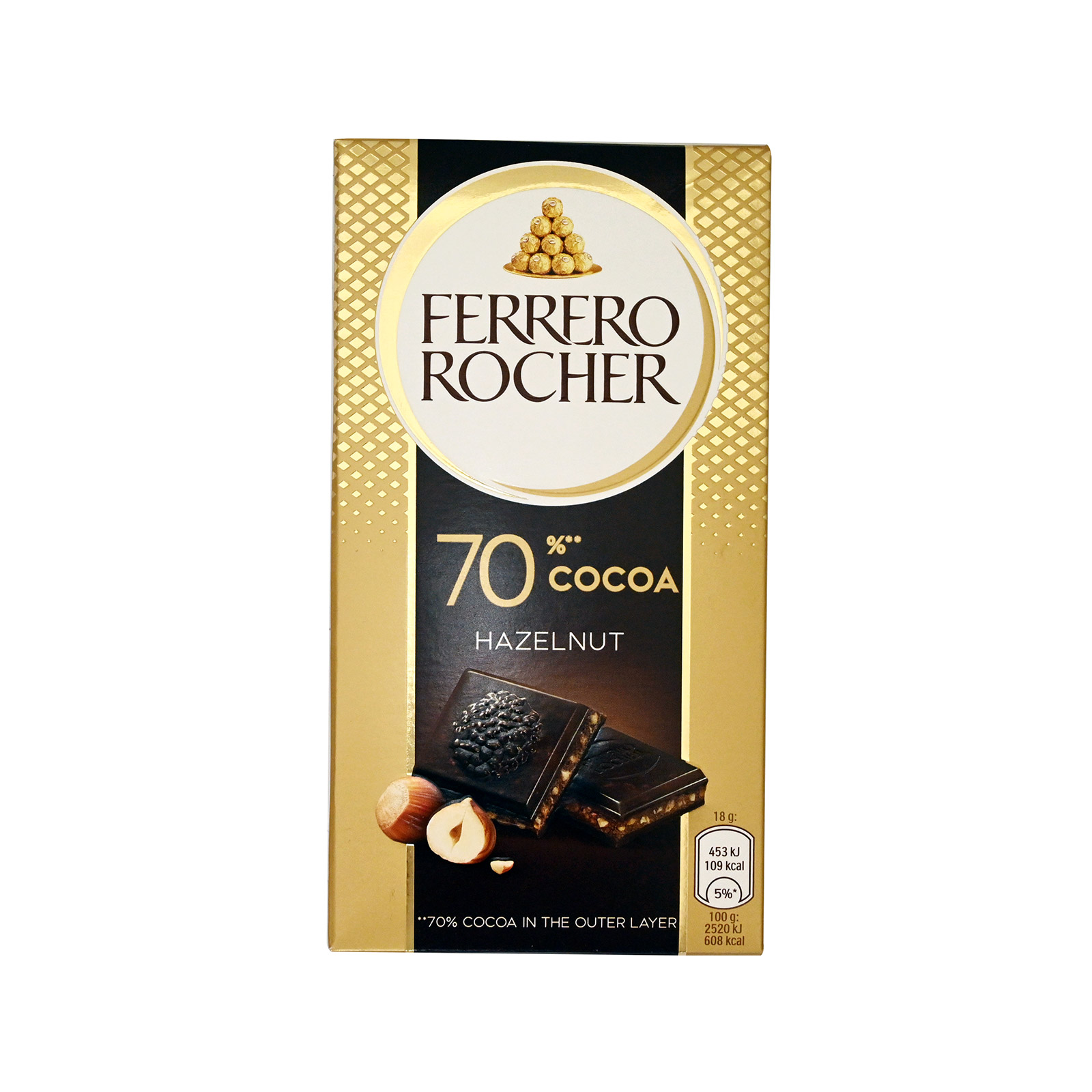 Ferrero Rocher σοκολάτα υγείας 70% cacao - hazelnut 90g εικόνα 1