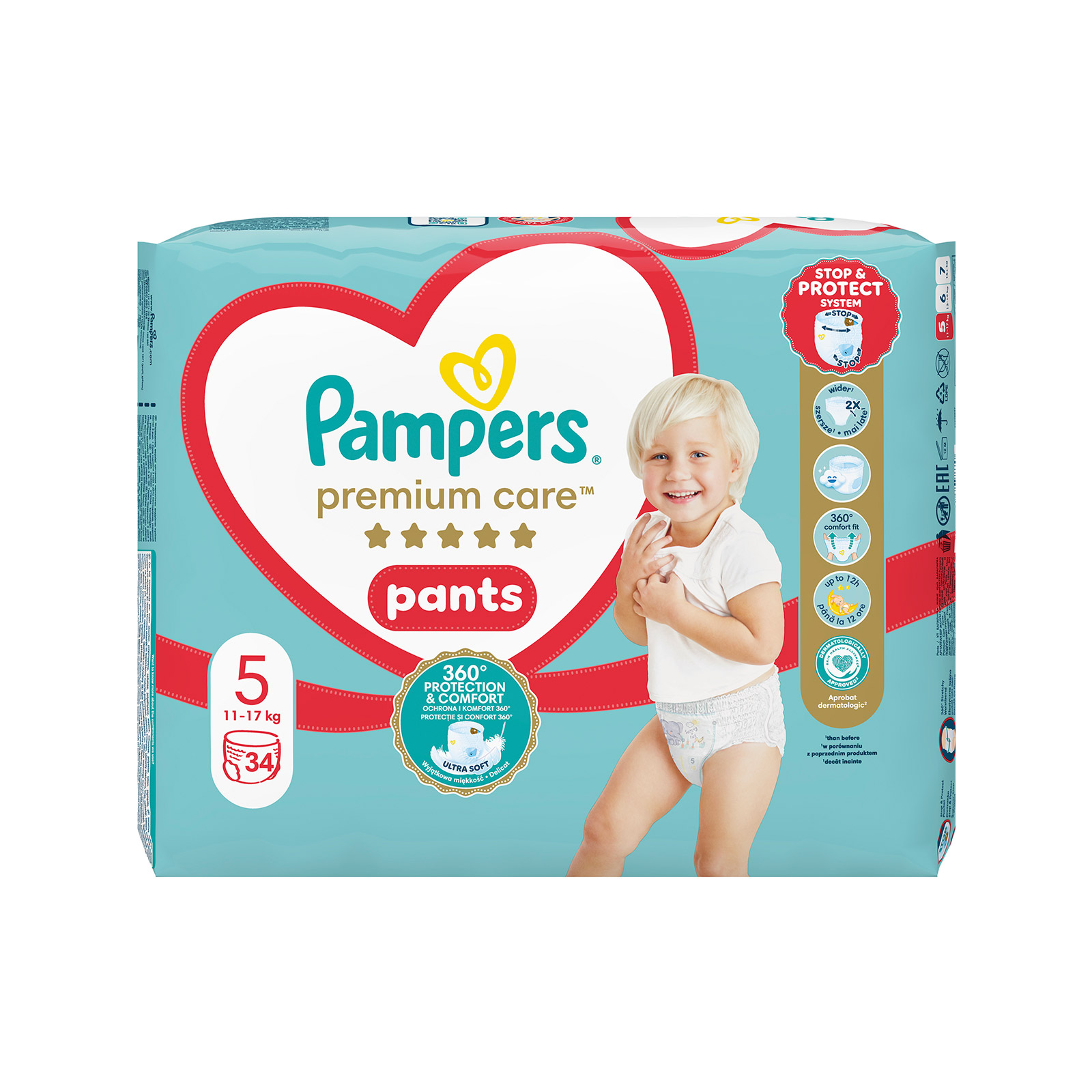 Pampers Premium Care πάνες βρακάκι παιδικές Nο. 5 / 12- 17kg 34τεμ εικόνα 1