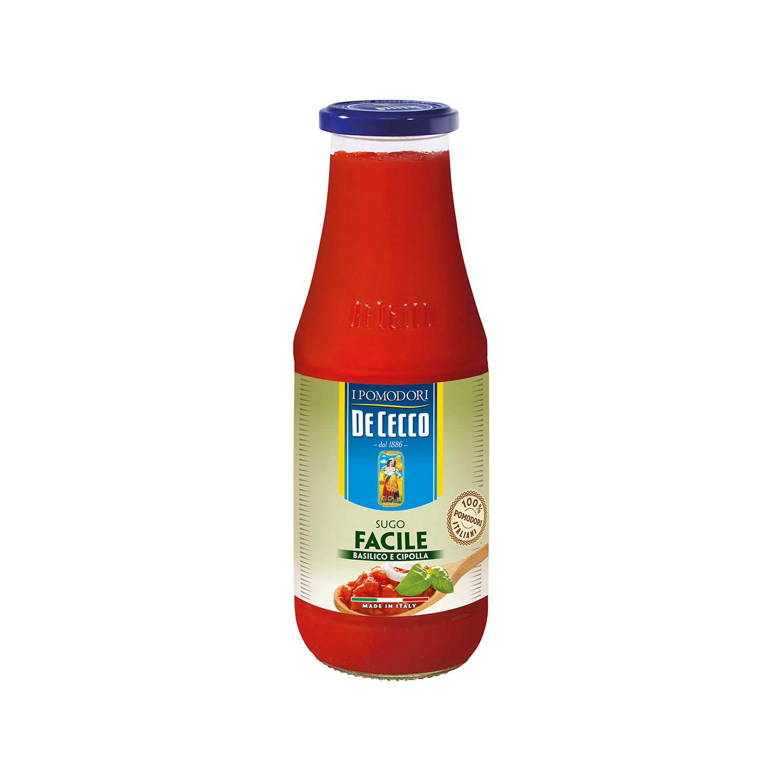 De Cecco Sugo Facile τομάτα πολτός με βασιλικό & κρεμμύδι 690g εικόνα 1