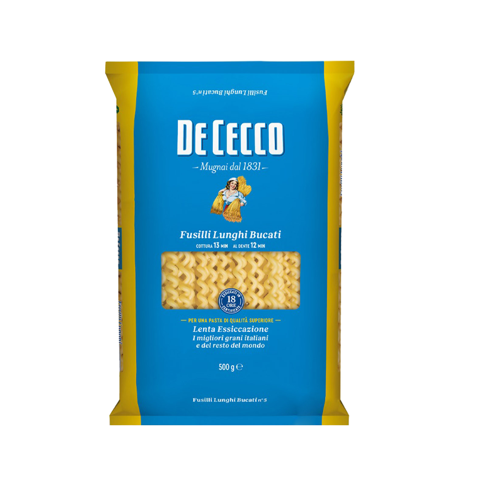 De Cecco πάστα ζυμαρικών fusilli lunghi bucati No. 5 500g εικόνα 1