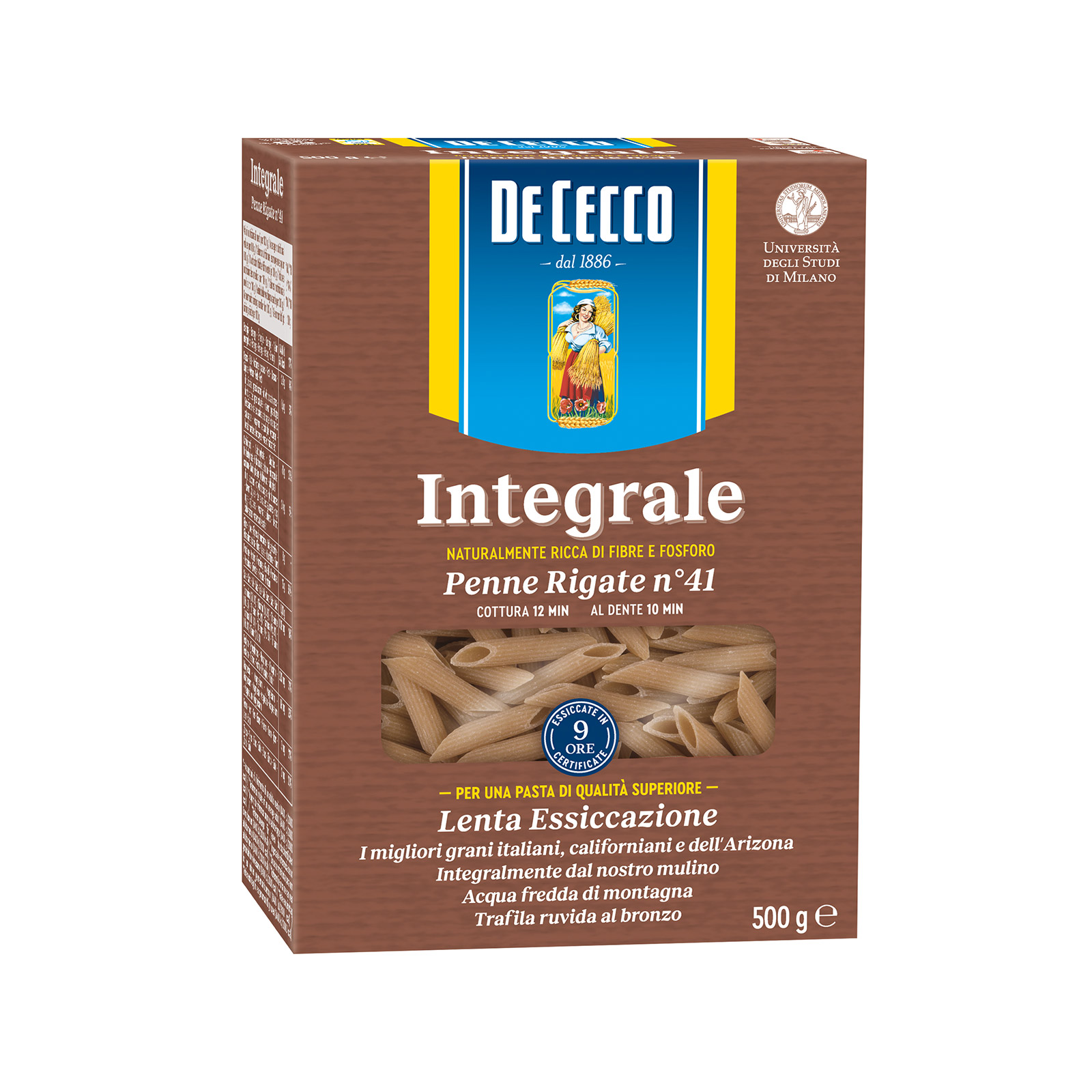 De Cecco Integrali πάστα ζυμαρικών πέννες ριγέ No. 41 500g εικόνα 1