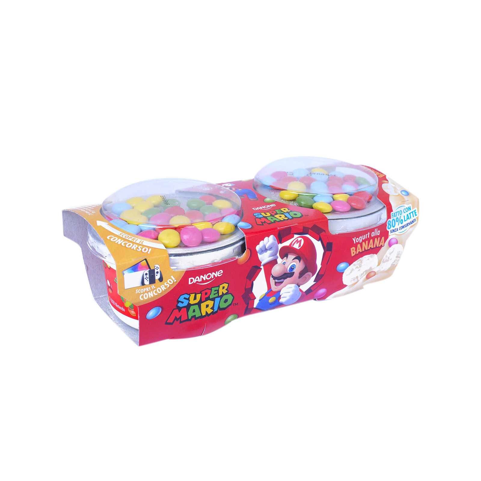 Danone Super Mario yogoloso επιδόρπιο γιαουρτιού παιδικό μπανάνα & σοκολατένια κουφετάκια 2x110g εικόνα 1