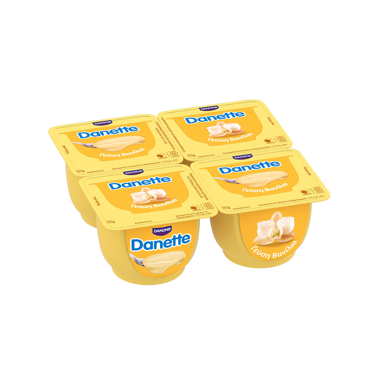 Danone Danette επιδόρπιο ψυγείου γλύκισμα βανίλια 4x125g εικόνα 1