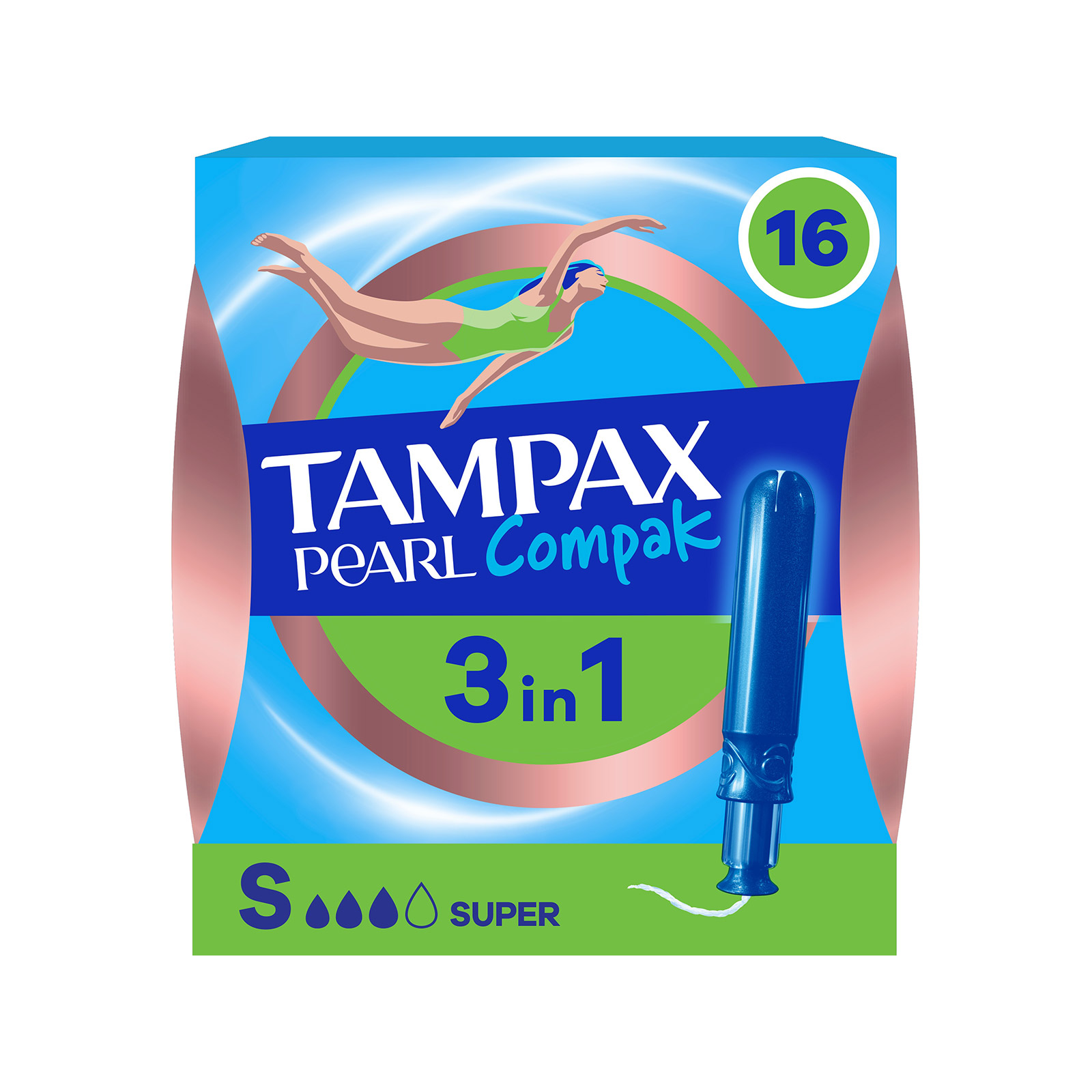 Tampax Pearl compak ταμπόν super 16τεμ εικόνα 1