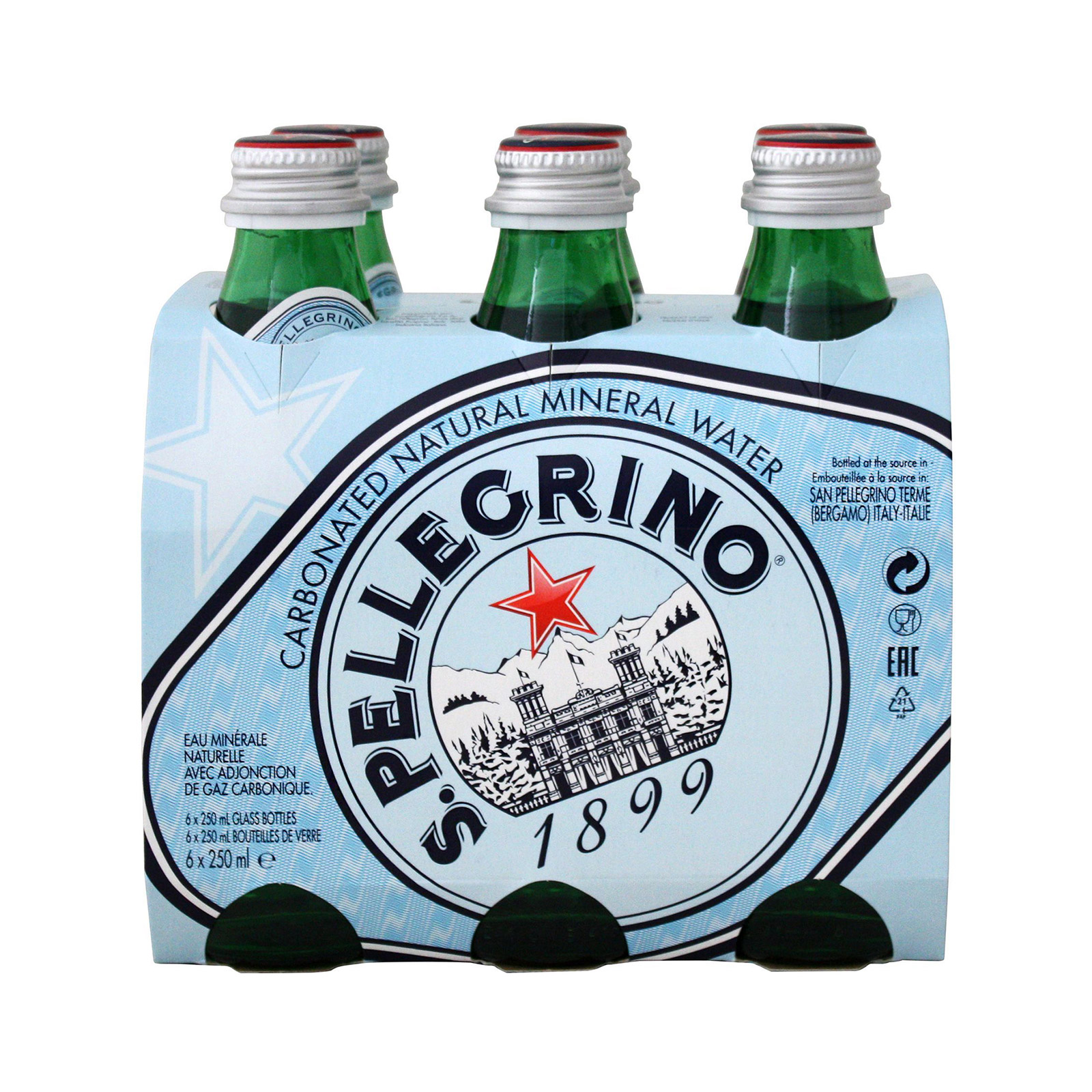 S. Pellegrino φυσικό μεταλλικό νερό ανθρακούχο 6x250ml εικόνα 1