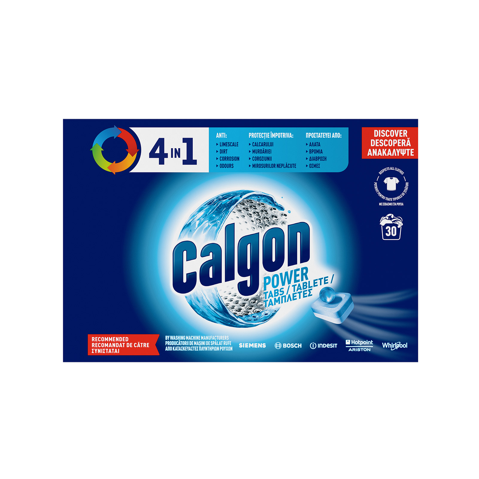Calgon 3 Σε 1 αποσκληρυντικό νερού σε ταμπλέτες για άλατα & βρωμιές 30μεζ εικόνα 1