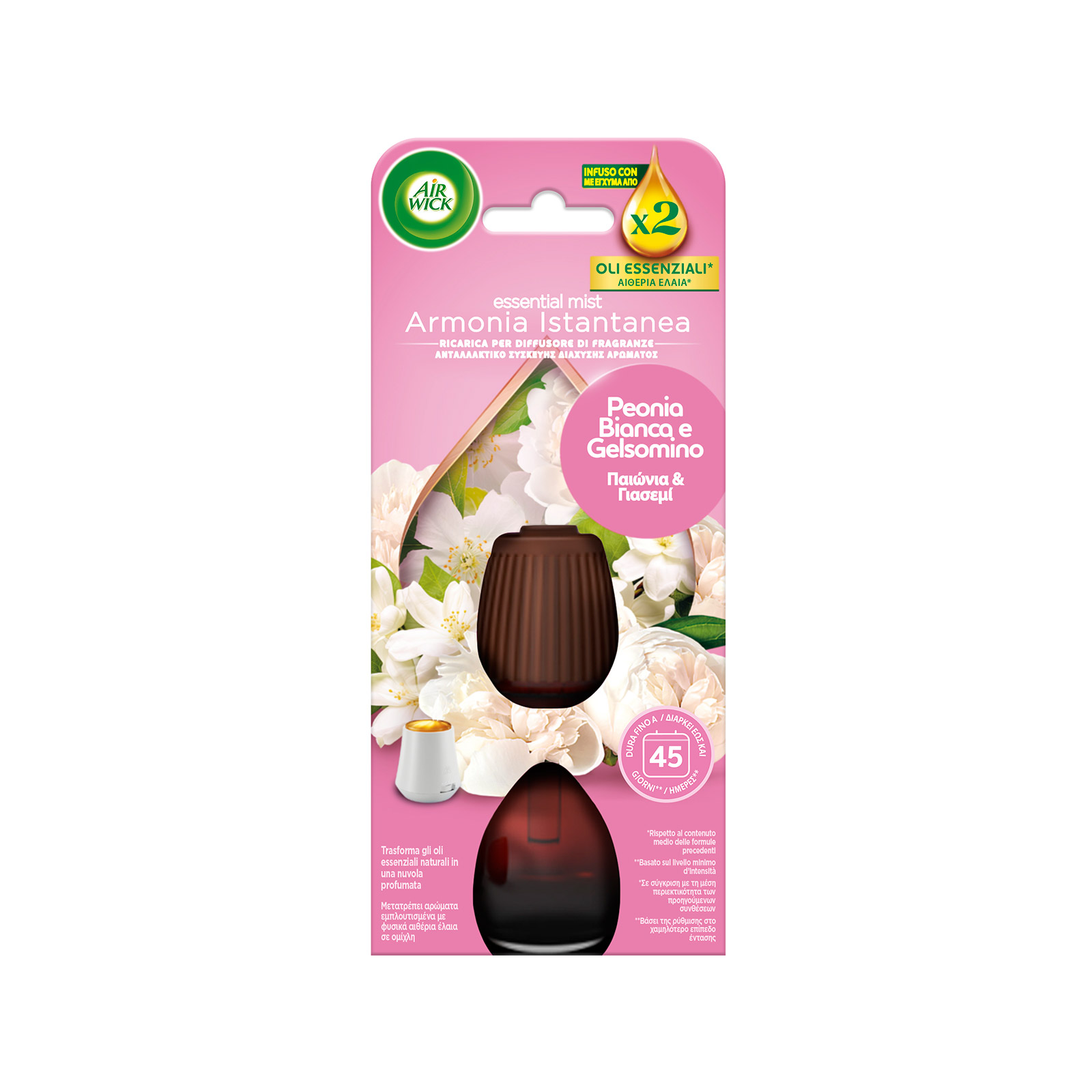 Airwick Essential ανταλλακτικό συσκευής παιωνια & γιασεμί 45 ημερες 20ml εικόνα 1