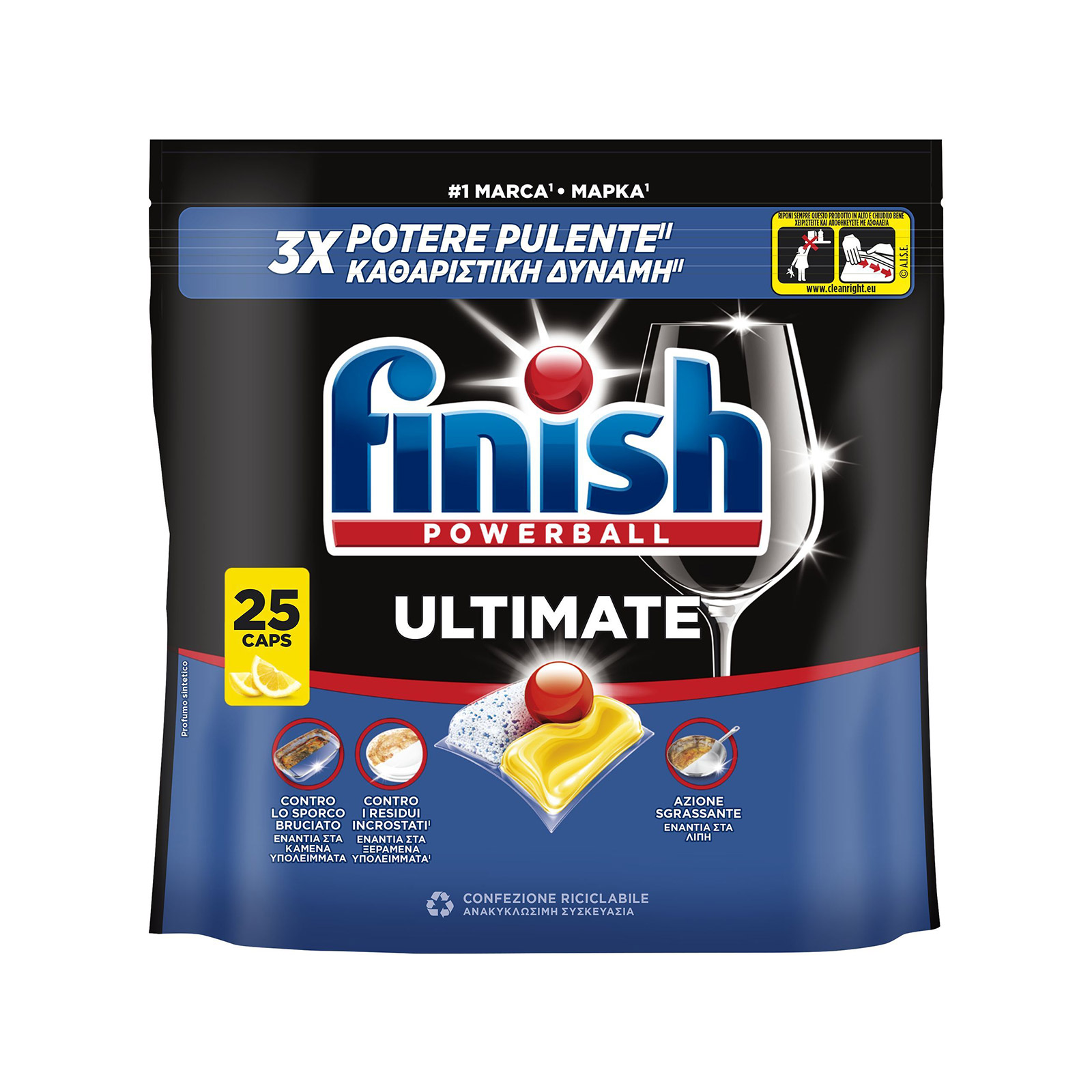 Finish Ultimate plus all in 1 απορρυπαντικό πλυντηρίου πιάτων σε κάψουλες lemon 322,50γρ 25τεμ εικόνα 1