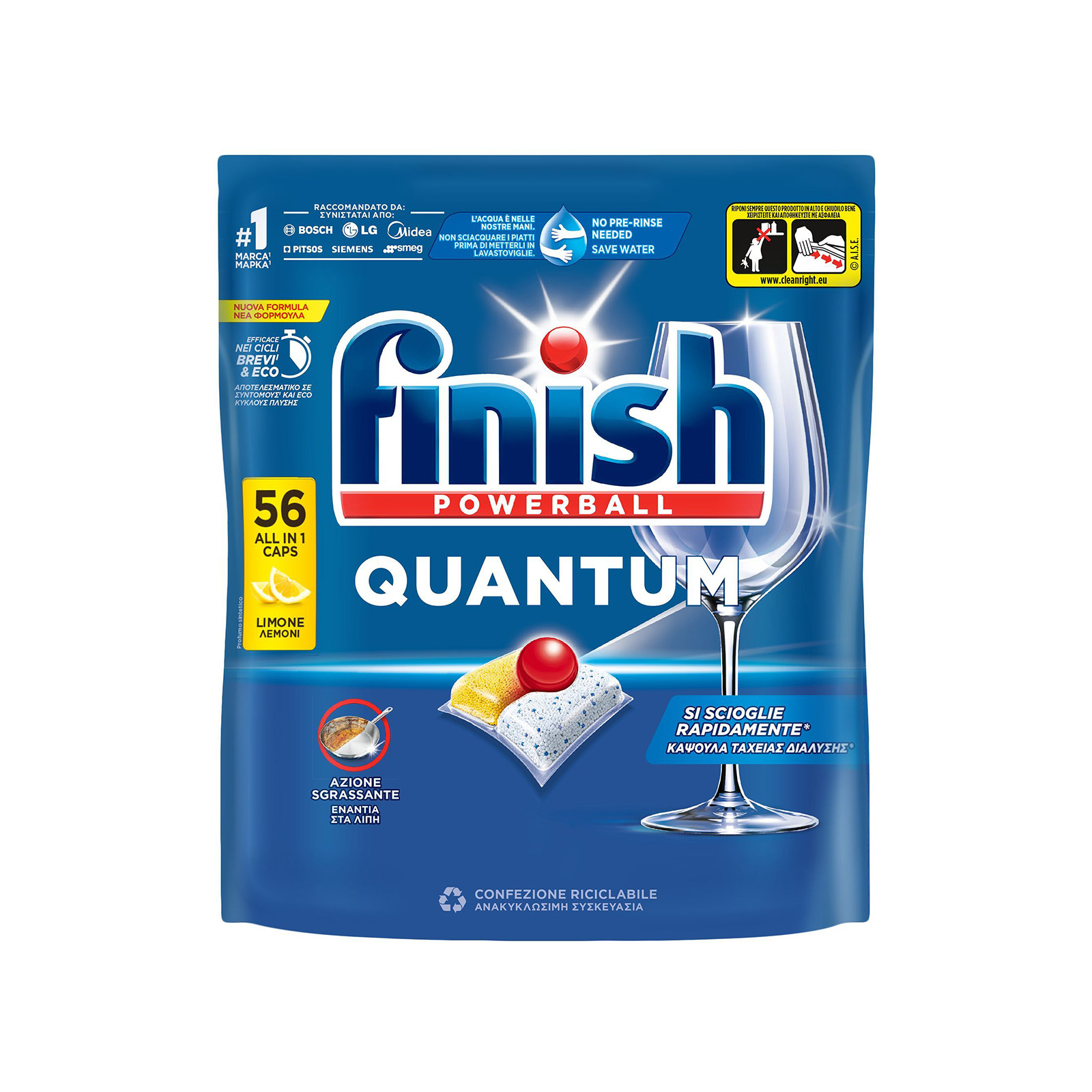 Finish Powerball Quantum all in 1 απορρυπαντικό πλυντηρίου πιάτων σε κάψουλες lemon 56μεζ εικόνα 1