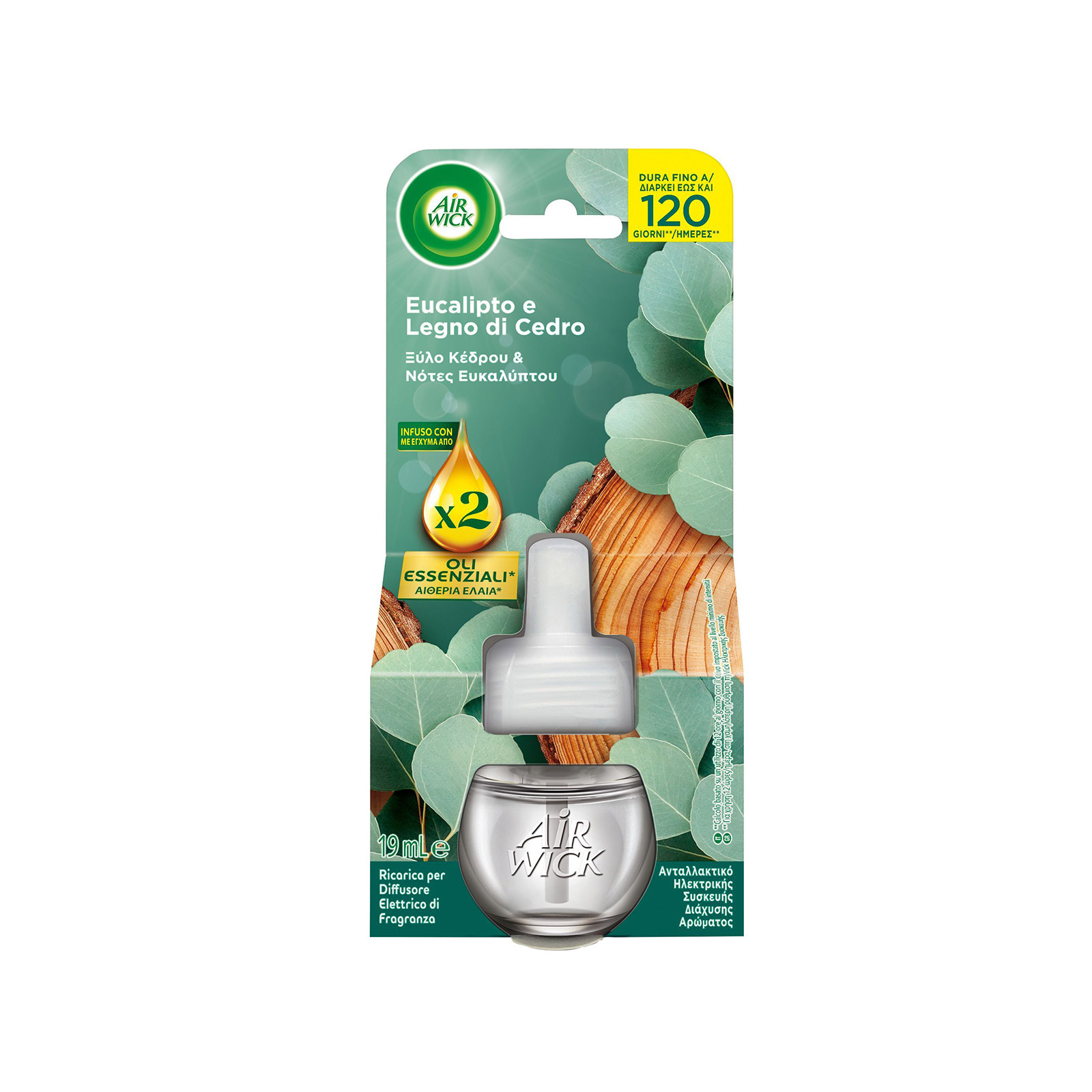 Airwick ανταλλακτικό ηλεκτρικής συσκευής διάχυσης αρώματος ξύλο κέδρου & νότες ευκάλυπτου 19ml εικόνα 1