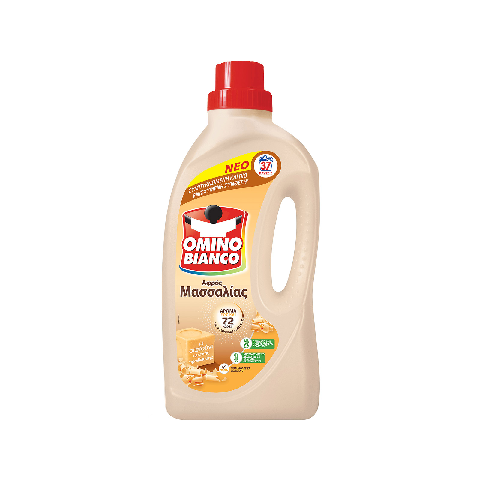 Omino Bianco Αφρός Μασσαλίας υγρό απορρυπαντικό ρούχων 1,480ml 37μεζ εικόνα 1