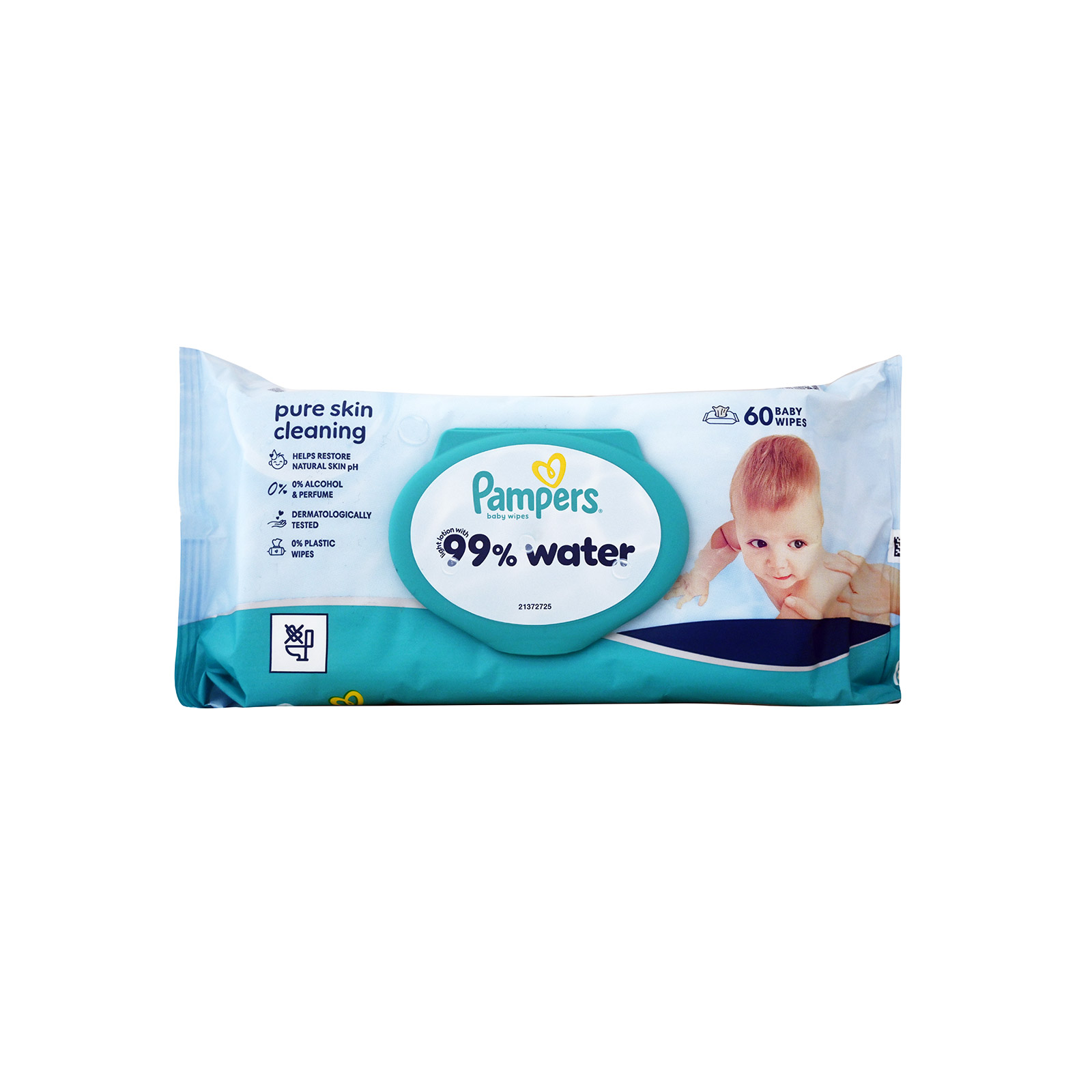 Pampers 99% water baby wipes 60pcs image 1
