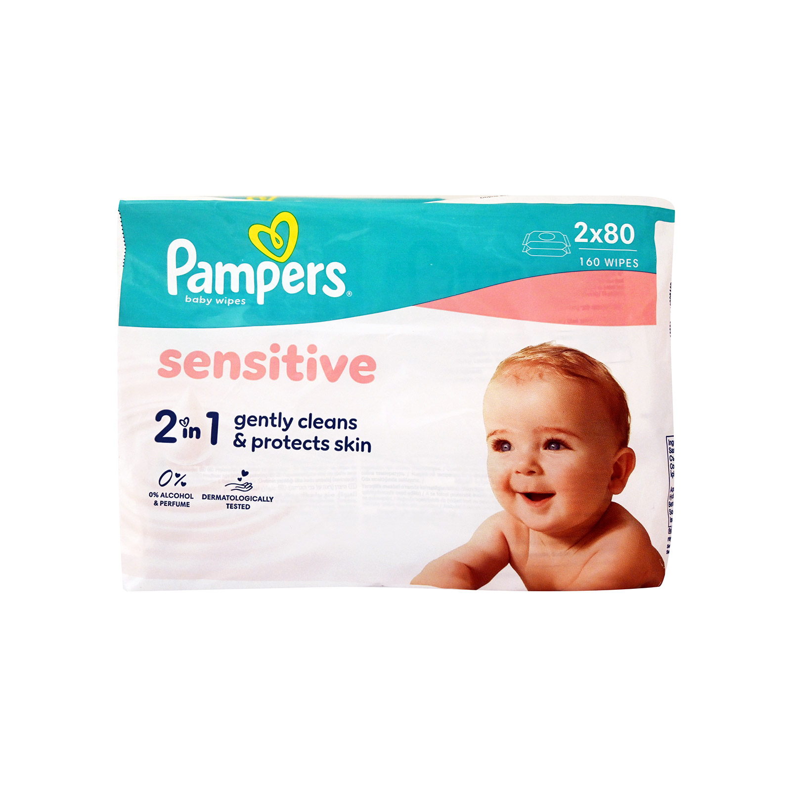 Pampers μωρομάντηλα sensitive 2x80τεμ εικόνα 1