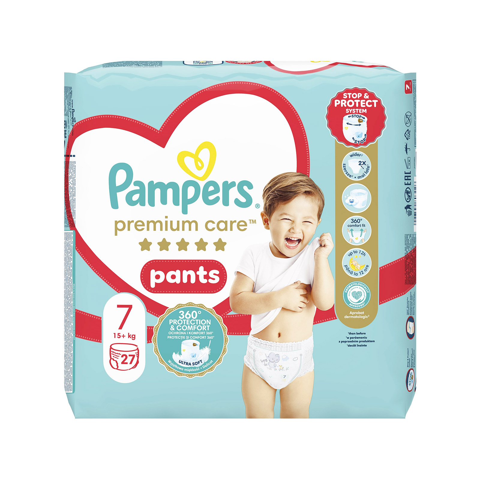 Pampers Premium πάνες βρακάκι παιδικές Nο. 7/ 17+kg 27τεμ εικόνα 1