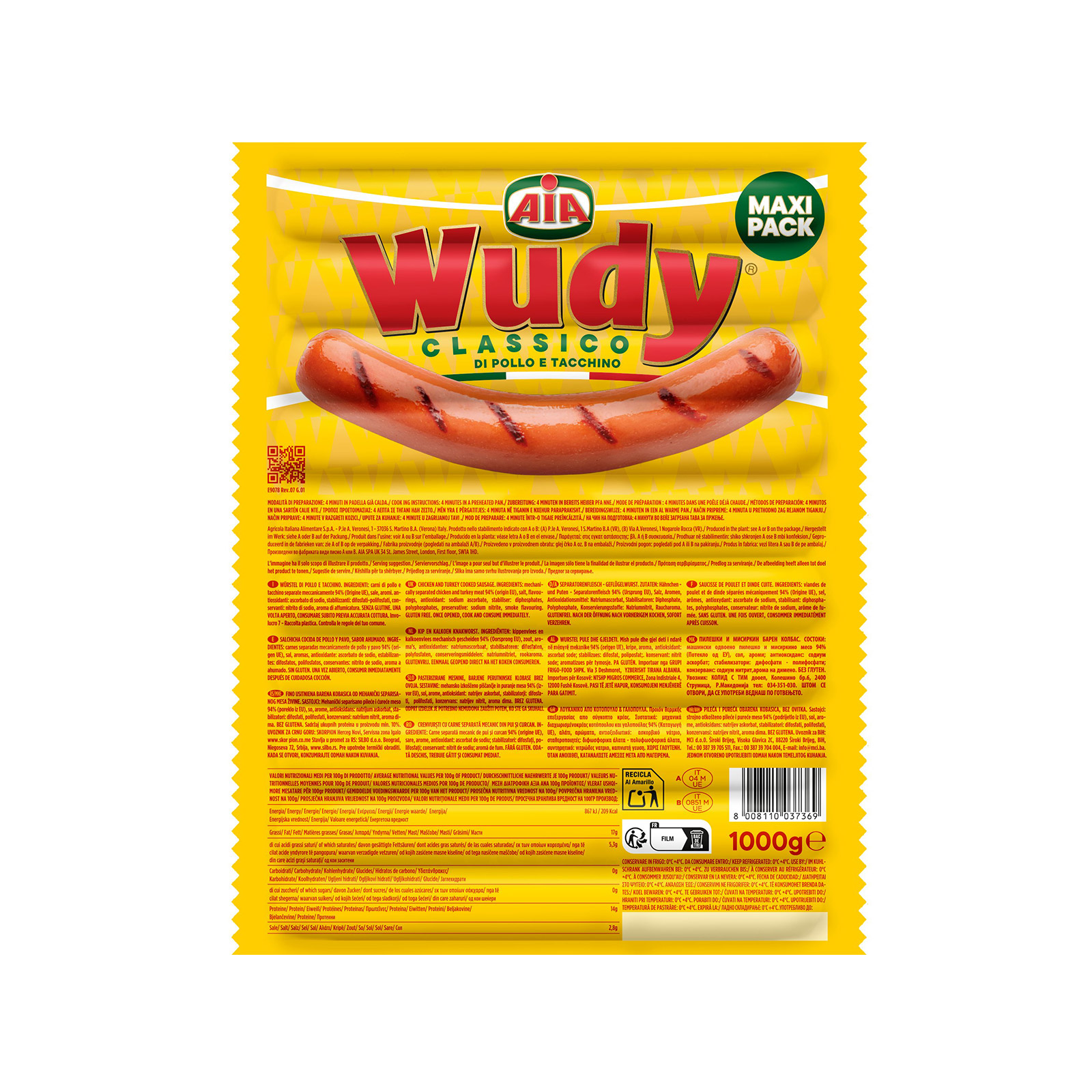 Aia Wudy Maxipack λουκάνικα γαλοπούλας & κοτόπουλου classico 1kg εικόνα 1