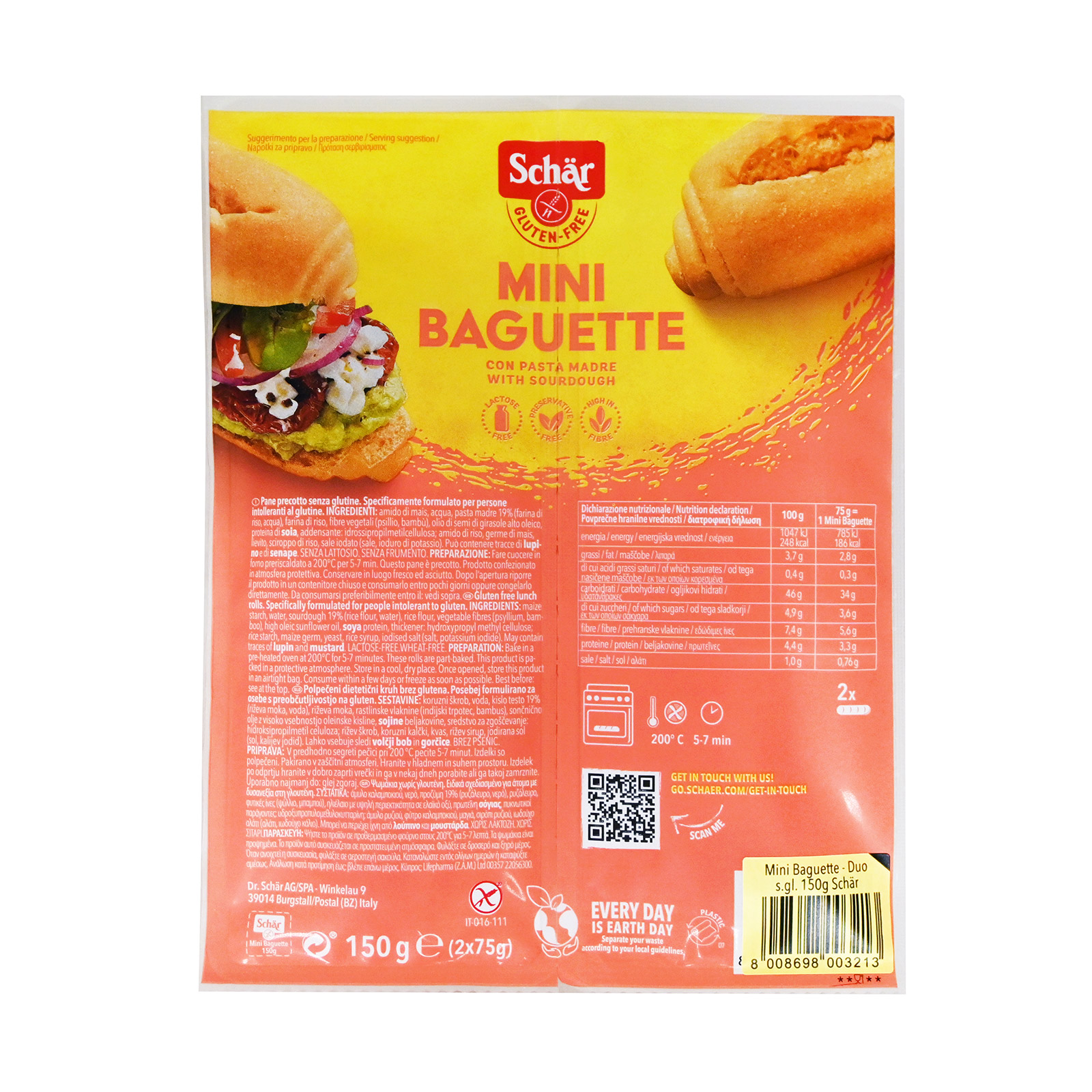 Schar ψωμί μπαγκέτα mini με προζύμι 2 τεμαχίων 150g εικόνα 1