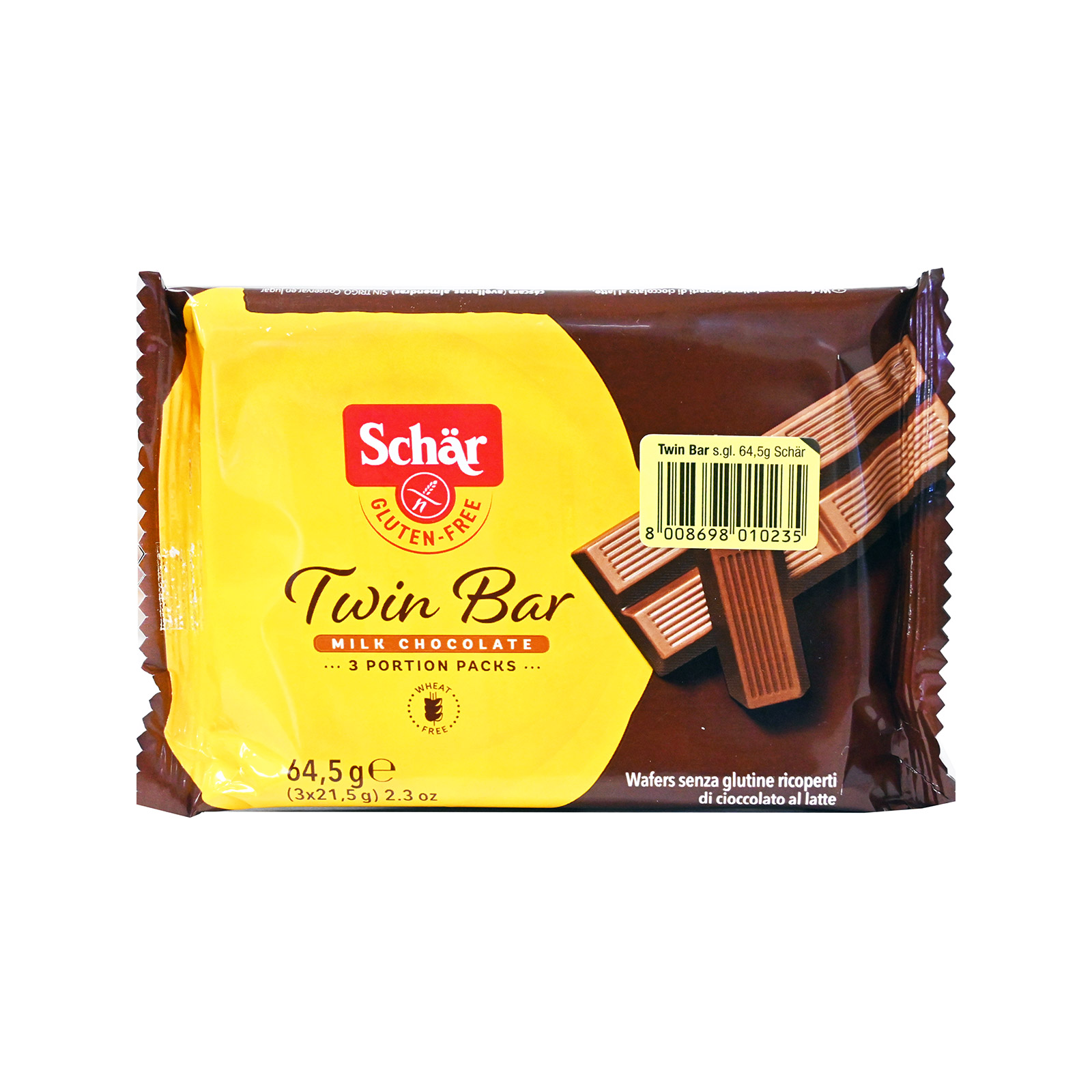 Schar Twin bar μπάρα βαφλας με σοκολάτα γάλακτος 3x21.5g εικόνα 1