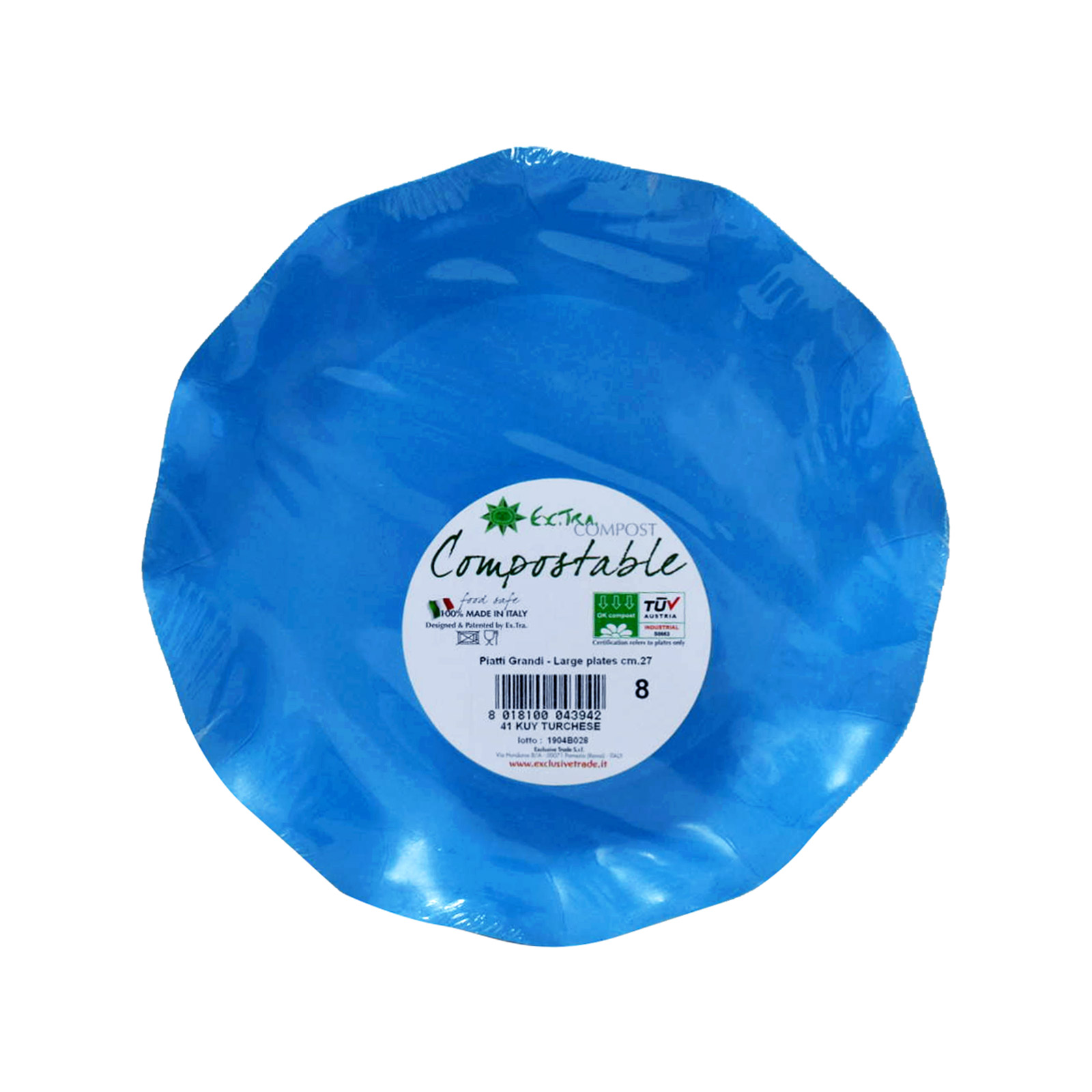 Exclusive Trade Extra Compost πιάτα χάρτινα μεγαλα, μπλε 27εκ 8τεμ εικόνα 1