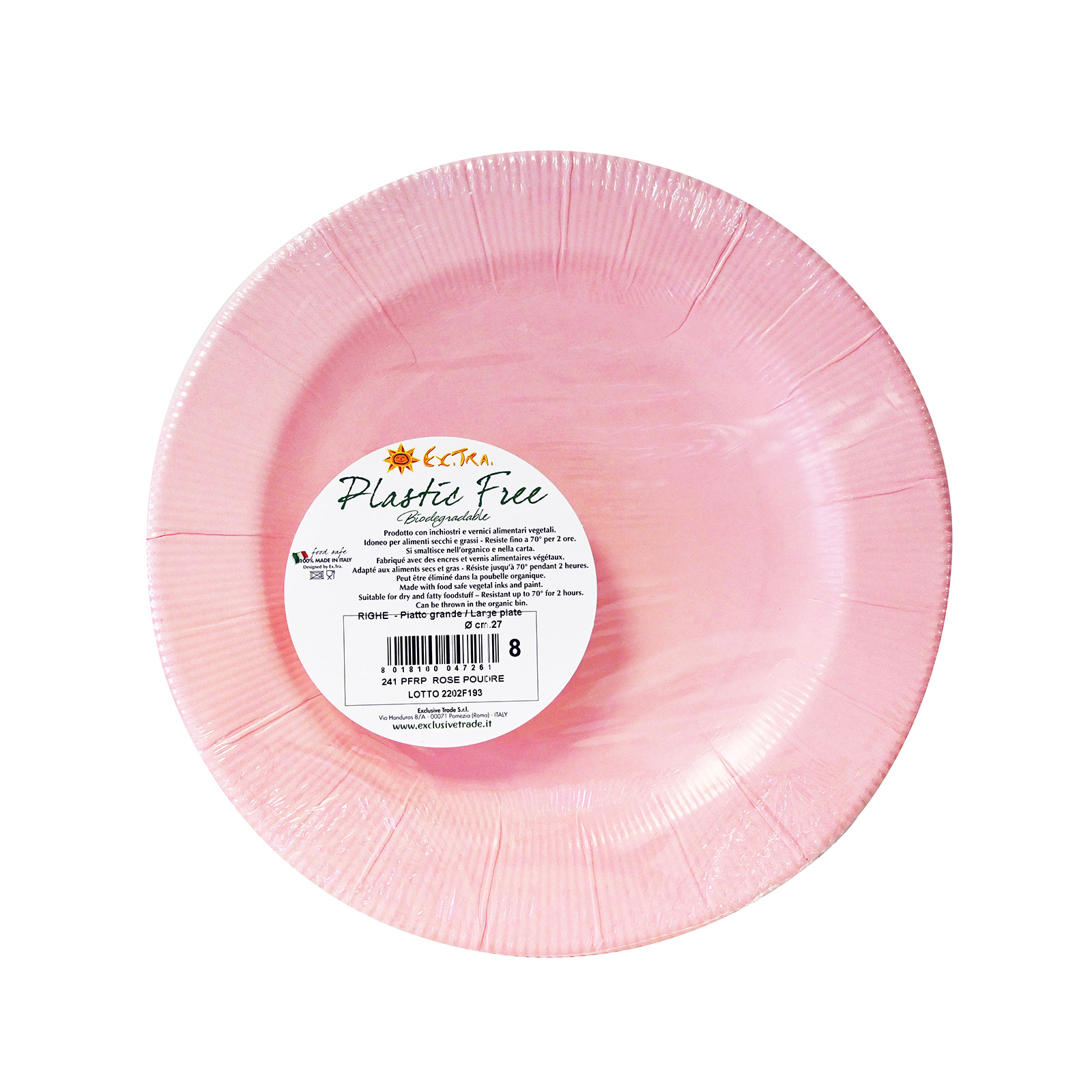 Exclusive Trade Extra πιάτα μιας χρήσης ροζ 8τεμ εικόνα 1