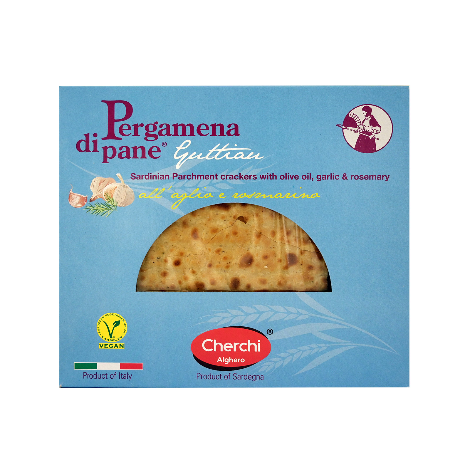 Cherchi Pergamena κράκερ ελαιόλαδο, σκόρδο & δεντρολίβανο 100g εικόνα 1