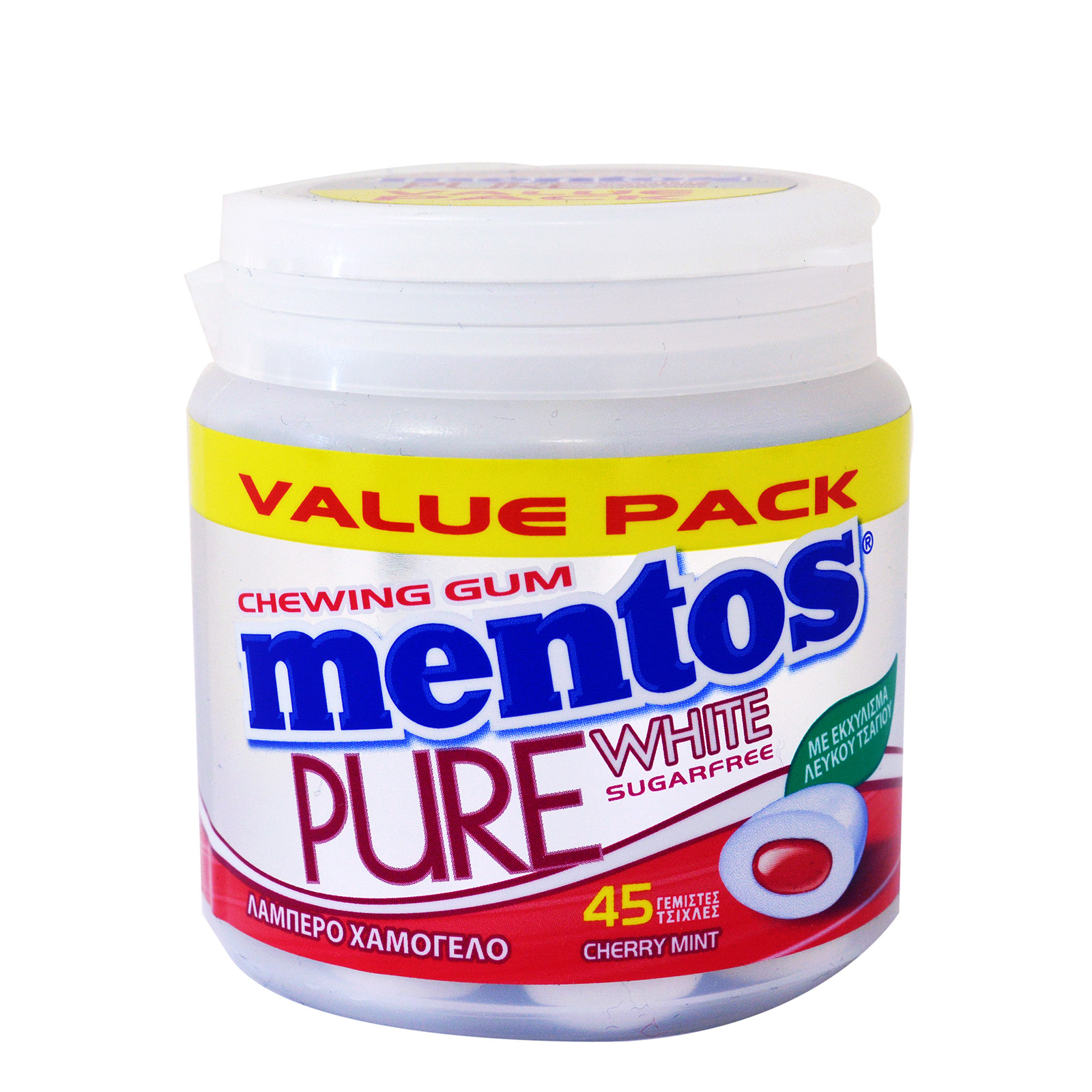 Mentos Pure white τσίχλες cherry mint & εκχύλισμα λευκού τσαγιού 90g εικόνα 1