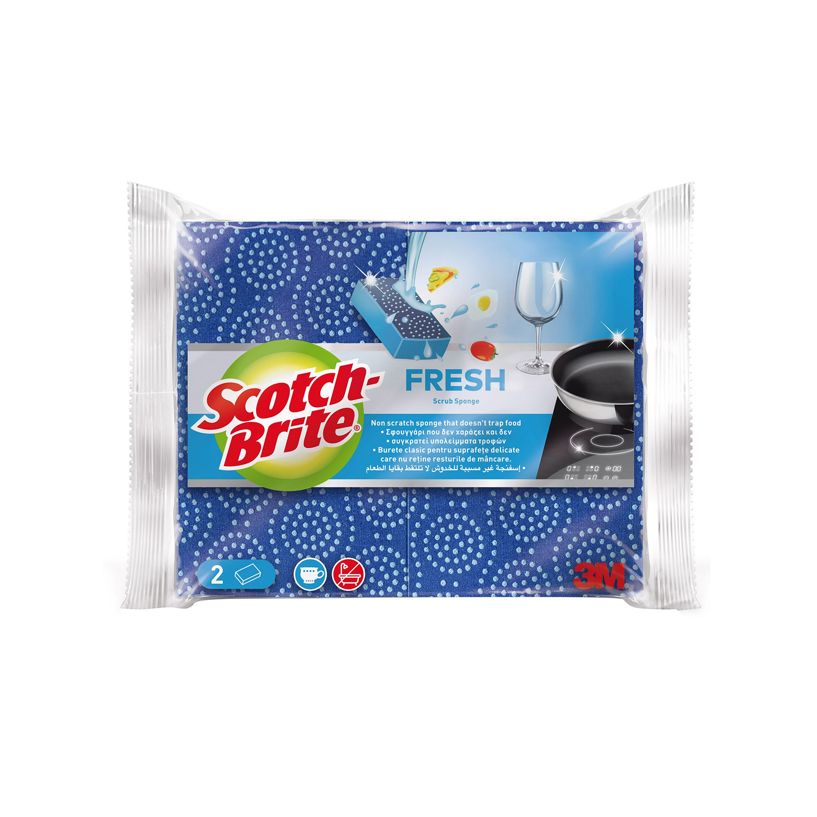Scotch Brite Δεν χαράζει σφουγγαράκι κουζίνας fresh 2τεμ εικόνα 1