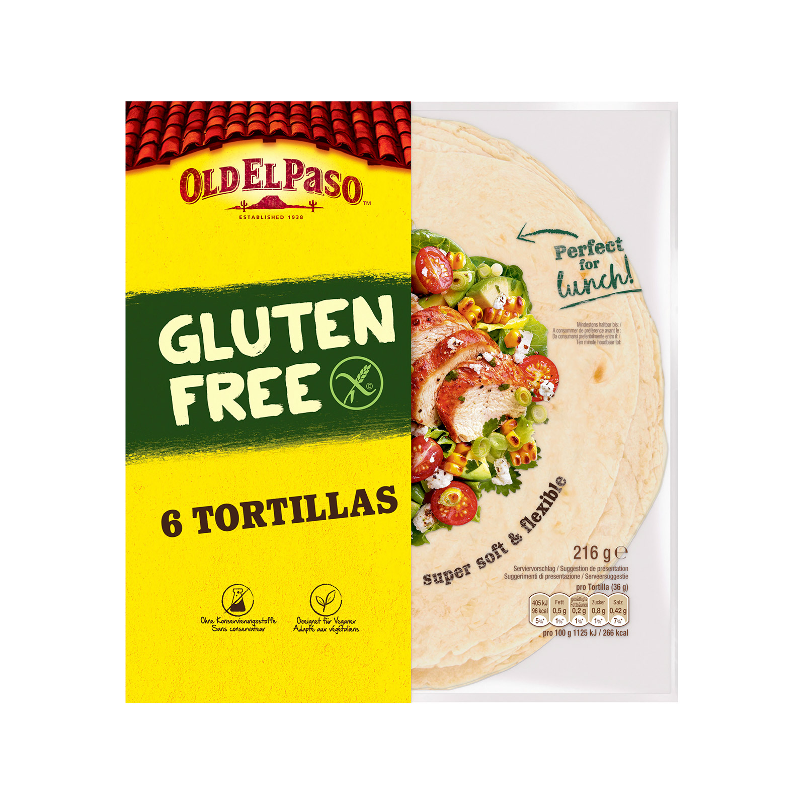 Old El Paso πίτες τορτίγια από ταπιόκα, καλαμπόκι & κινόα , super soft 216g εικόνα 1