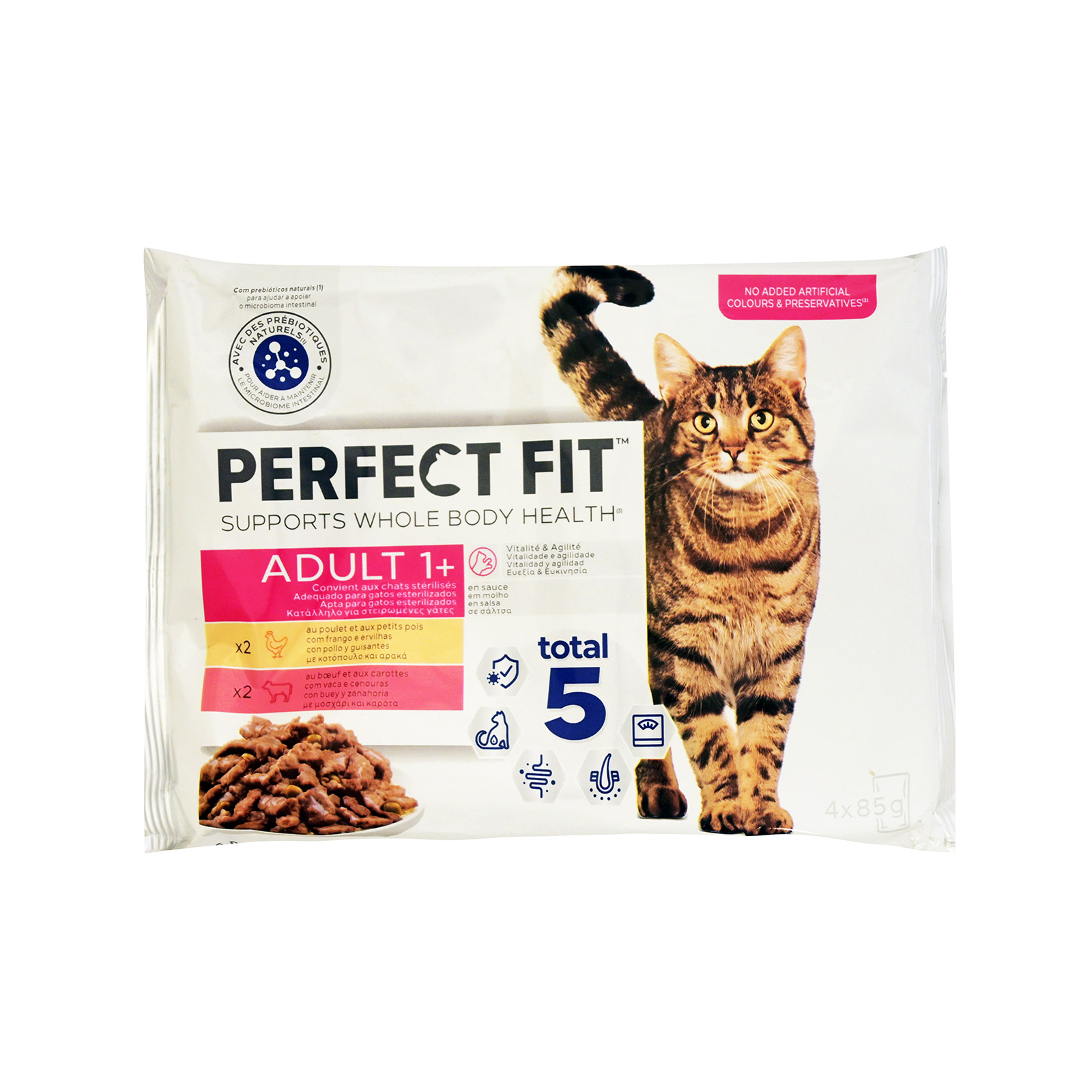 Perfect Fit τροφή γάτας κοτόπουλο - μοσχάρι adult 1+ 4x85g εικόνα 1