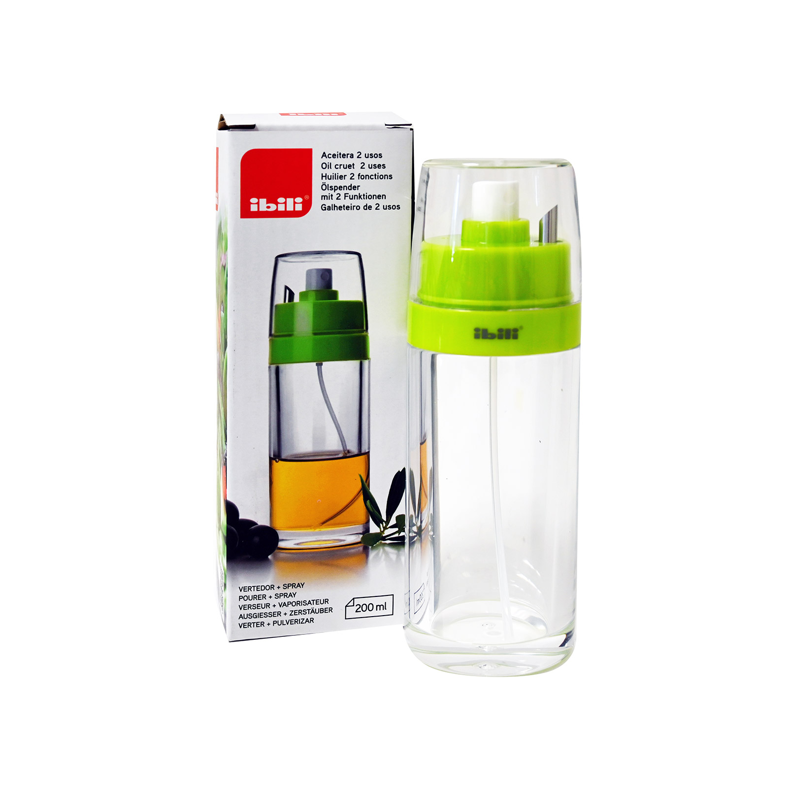 Ibili 741100 δοχείο λαδιού διπλής χρήσης spray & ροή εικόνα 1