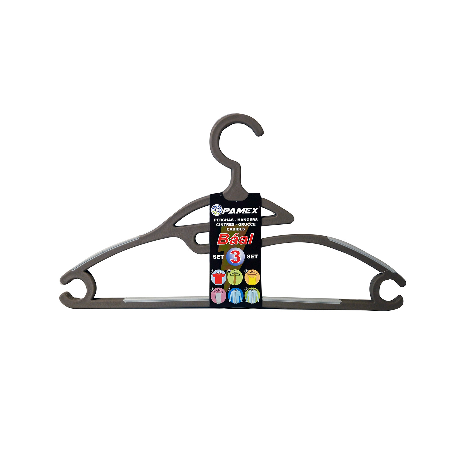 Pamex Baal κρεμάστρα ντουλάπας γκρι 3τεμ εικόνα 1