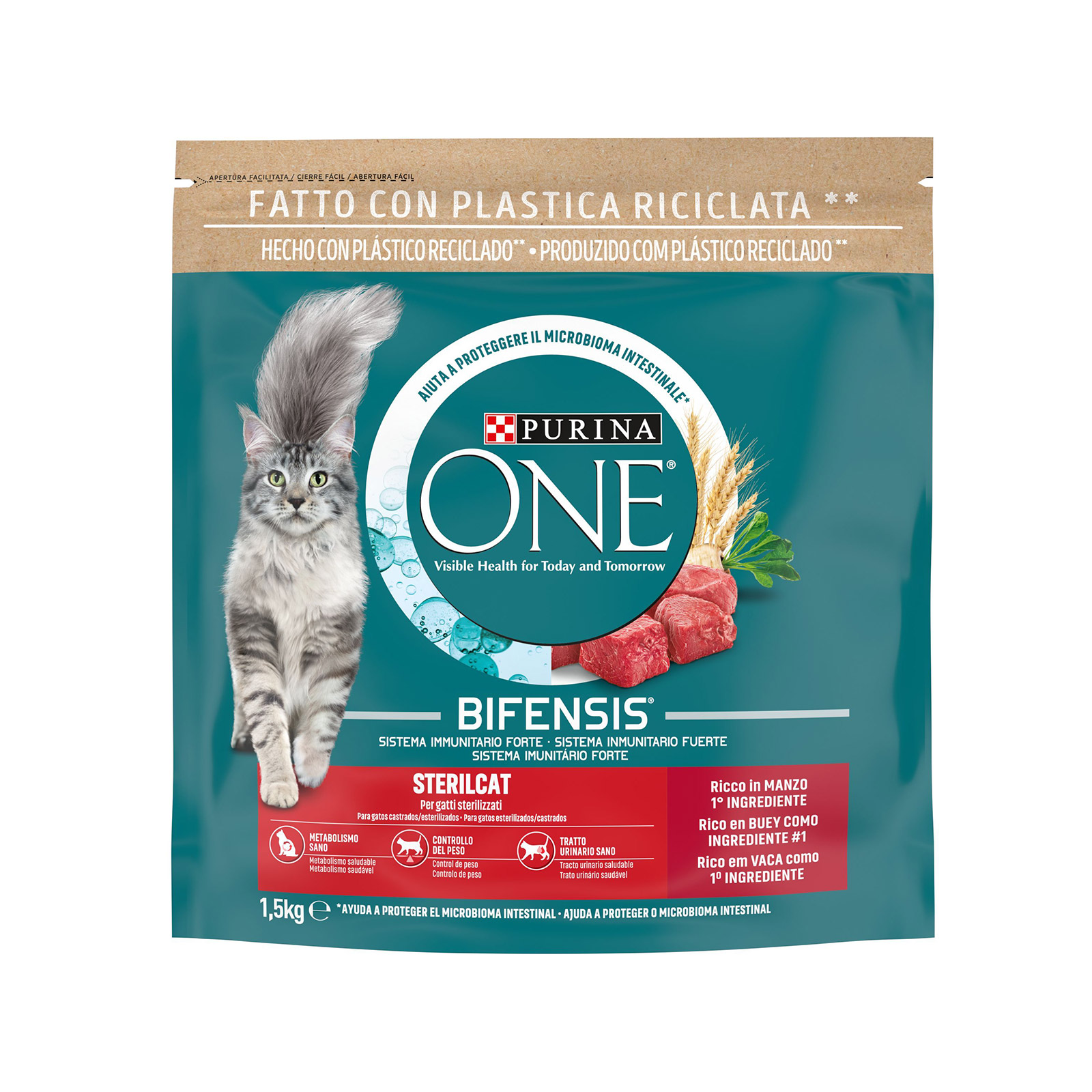Purina One bifensis sterilcat ξηρά τροφή γάτας βοδινό & σιτάρι 1.5kg εικόνα 1