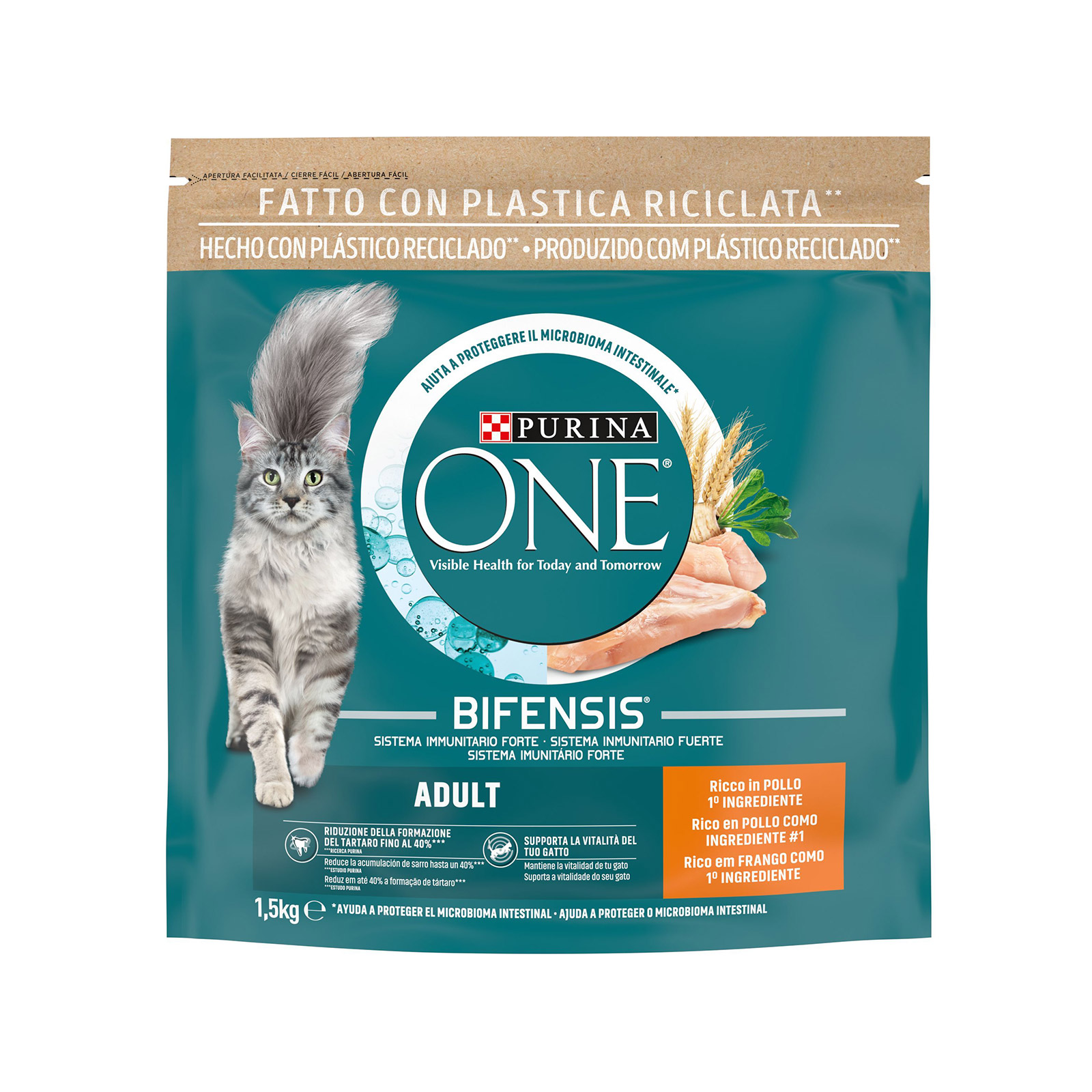 Purina One Bifensis ξηρά τροφή γάτας κοτόπουλο & δημητριακά adult 1.5kg εικόνα 1