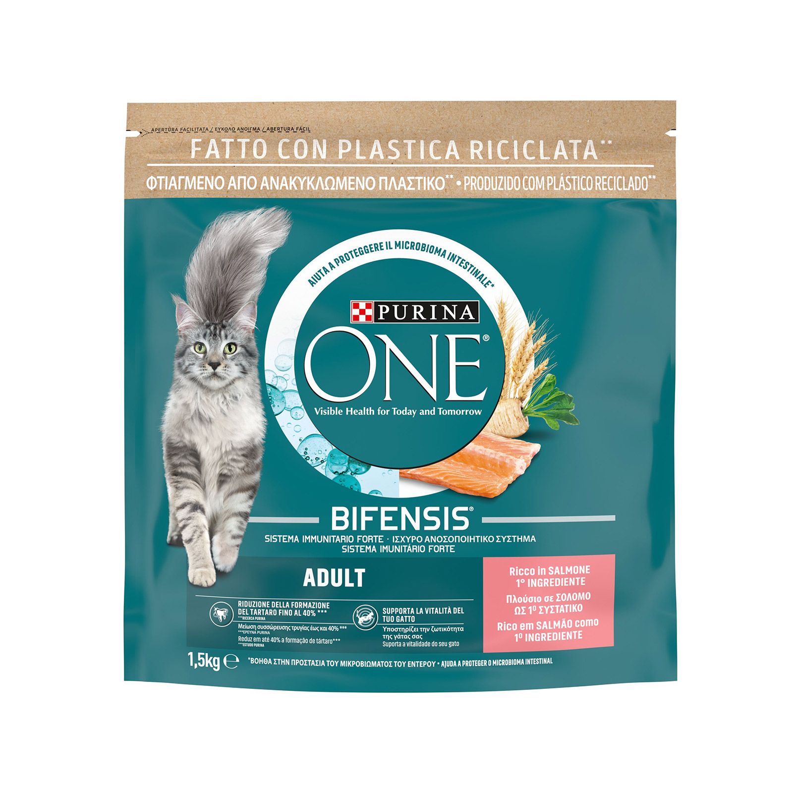 Purina One Bifensis Adult ξηρά τροφή γάτας σολομός & δημητριακά 1.5kg εικόνα 1