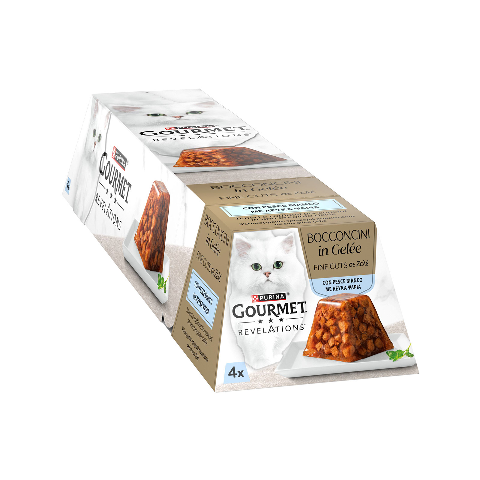 Purina Gourmet Revelations τροφή γάτας με λευκά ψάρια σε ζελέ 4x57g εικόνα 1