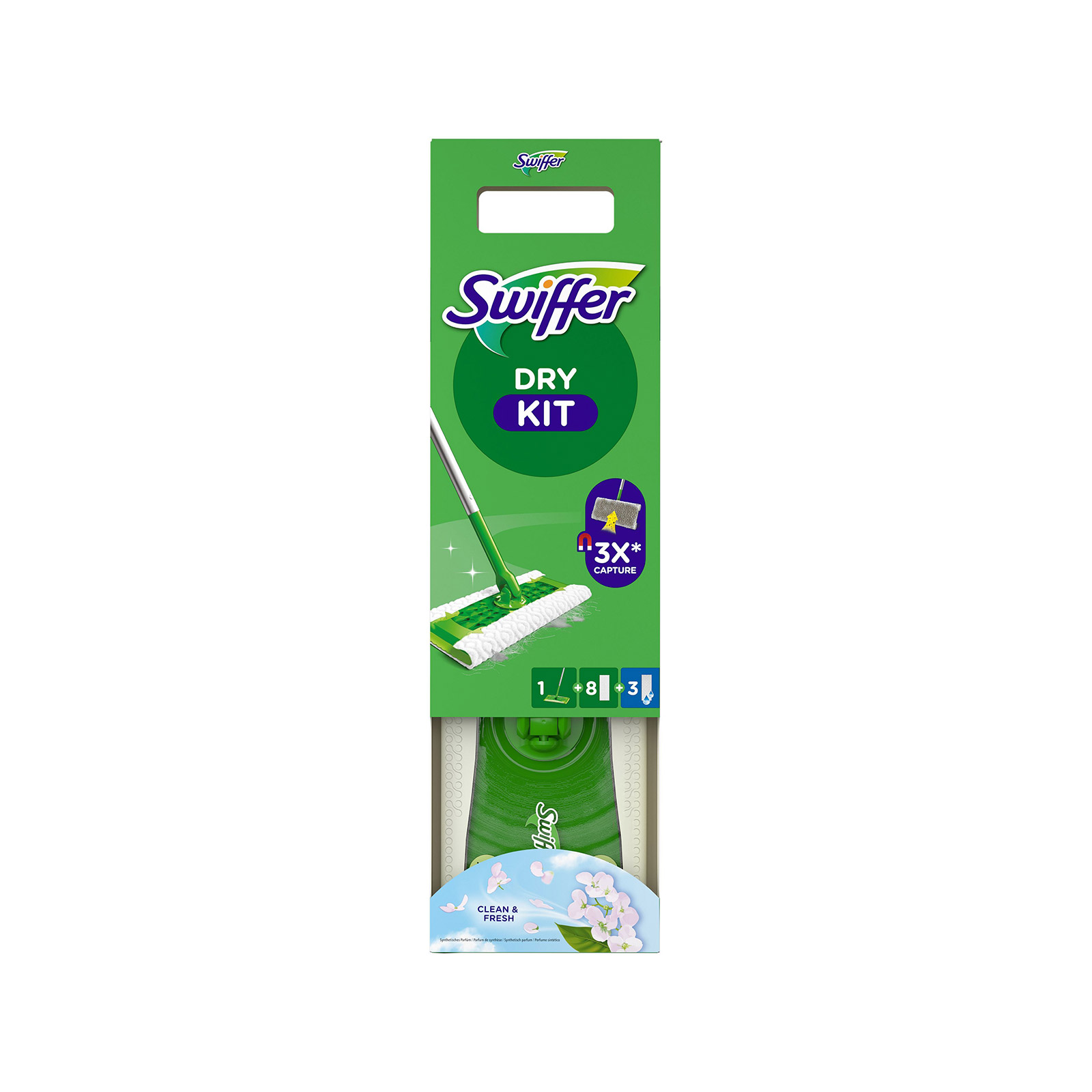 Swiffer Kit σετ σκουπίσματος σκούπα + 8 πανάκια στεγνά + 3 πανάκια υγρά εικόνα 1