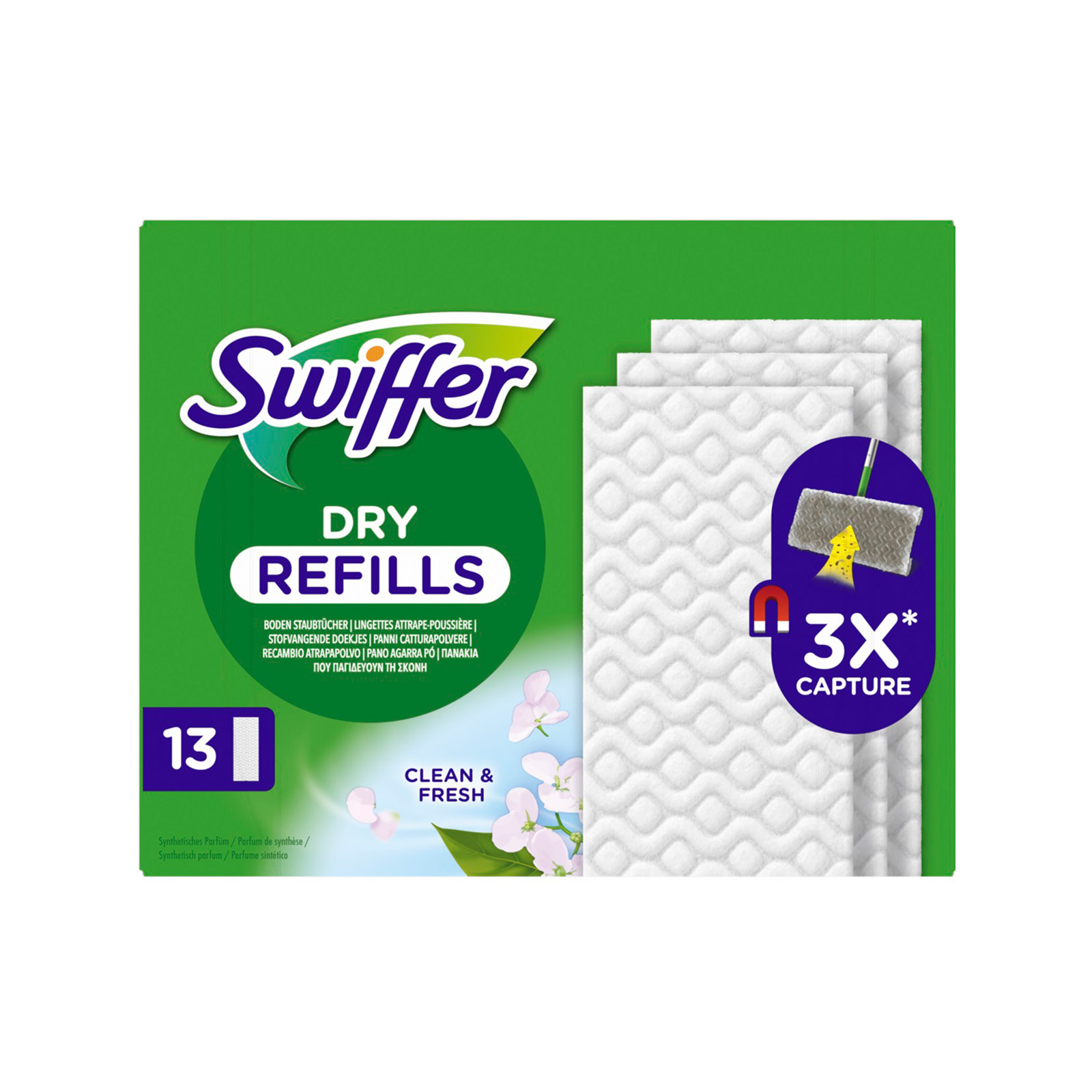 Swiffer ανταλλακτικά πανάκια καθαρισμού δαπέδων clean & fresh 13τεμ εικόνα 1