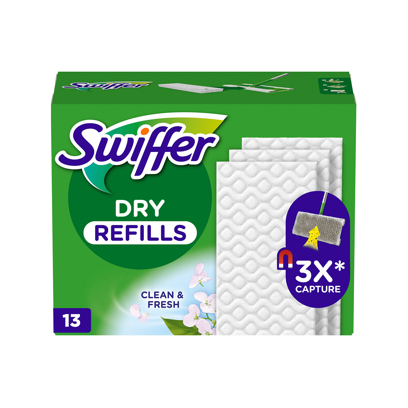 Swiffer ανταλλακτικά πανάκια καθαρισμού δαπέδων clean & fresh 13τεμ εικόνα 1