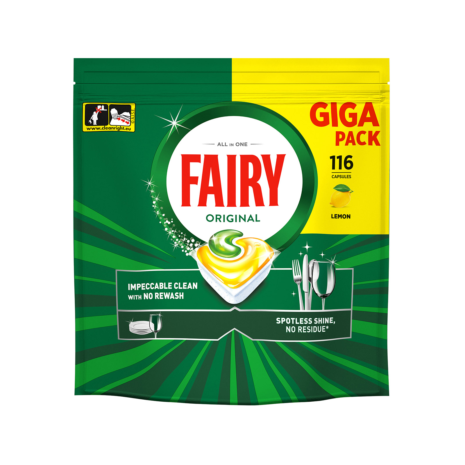 Fairy Giga απορρυπαντικό πλυντηρίου πιάτων σε κάψουλες lemon 116τεμ εικόνα 1