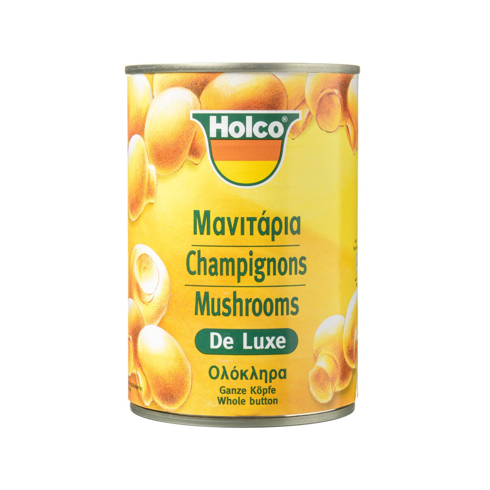 Holco De lux μανιτάρια ολόκληρα κονσέρβα λαχανικών 400g (στραγγισμένο βάρος 230g) εικόνα 1