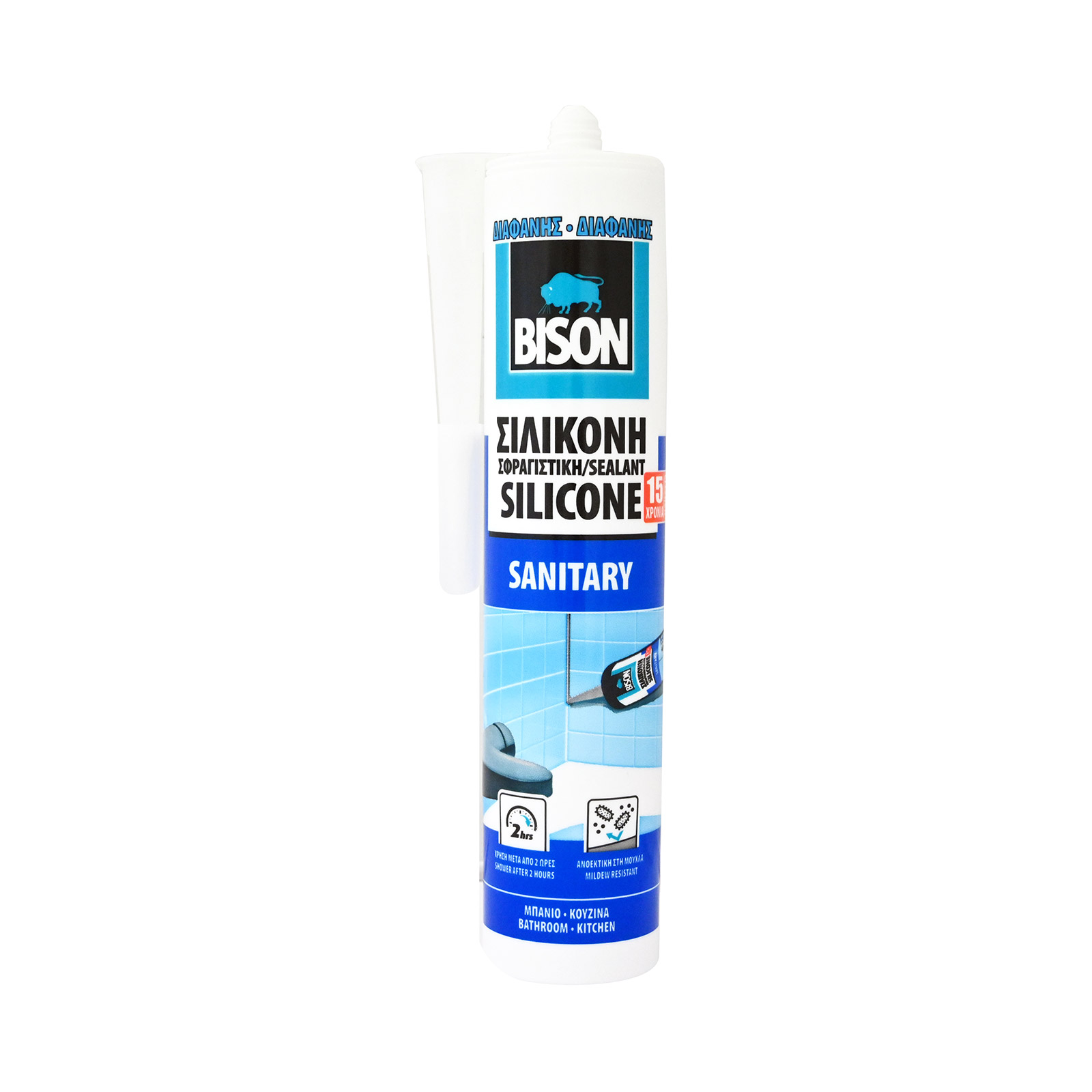 Bison Sanitary σιλικόνη διαφανη 280ml εικόνα 1