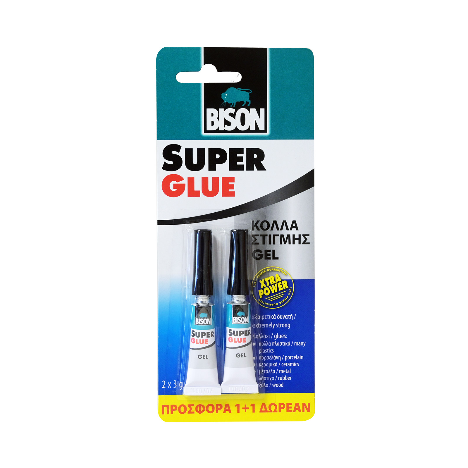 Bison Super Glue κολλα στιγμής gel 1x3g + 1 δώρο εικόνα 1