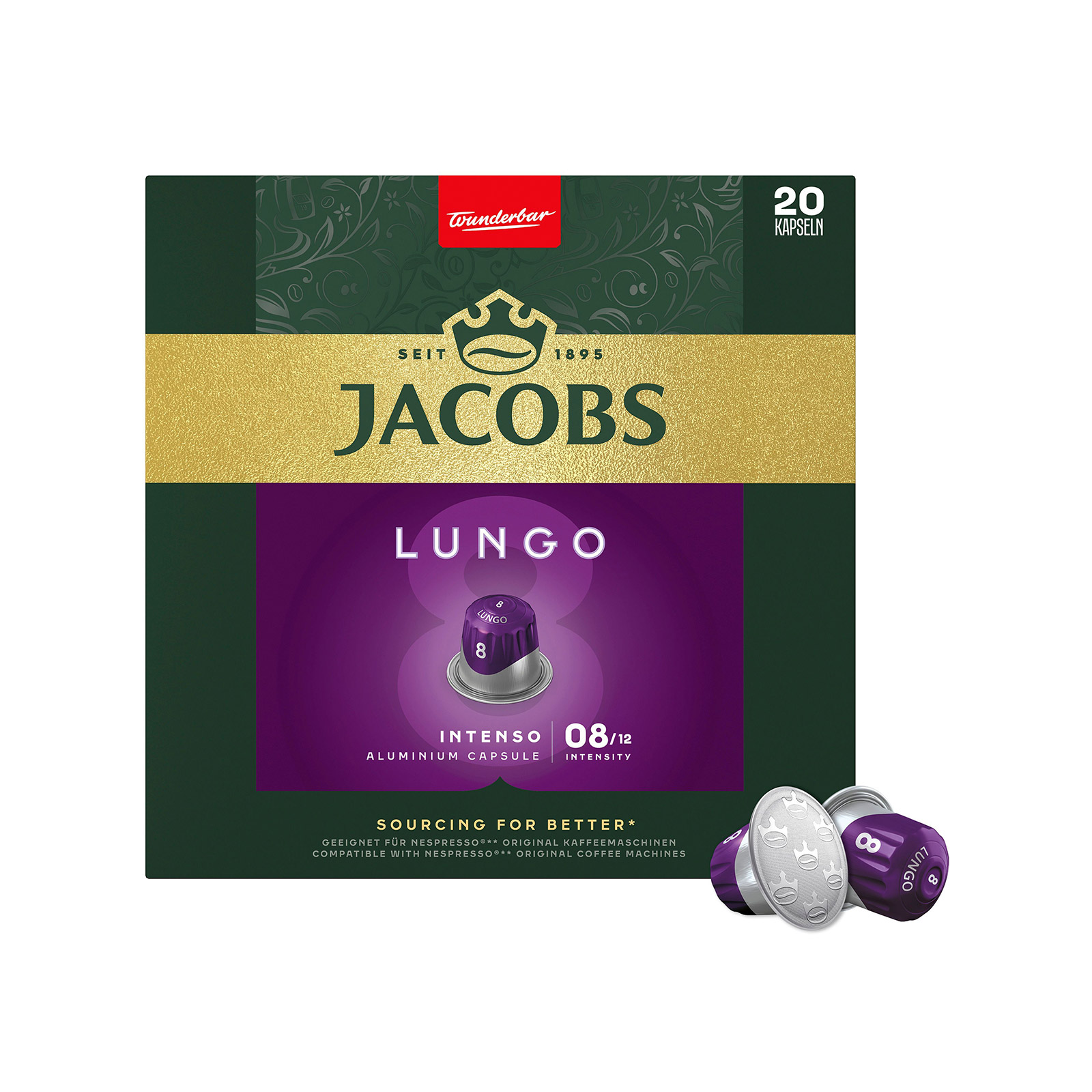 Jacobs καφές espresso σε κάψουλες lungo 08 intenso 104g εικόνα 1