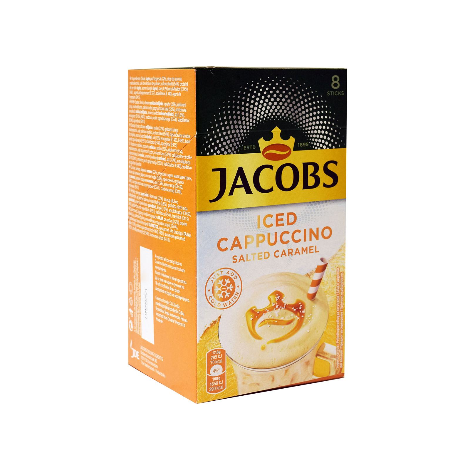 Jacobs Iced Cappuccino instant coffee drink salted caramel 7x17.8g + 1 free image 1
