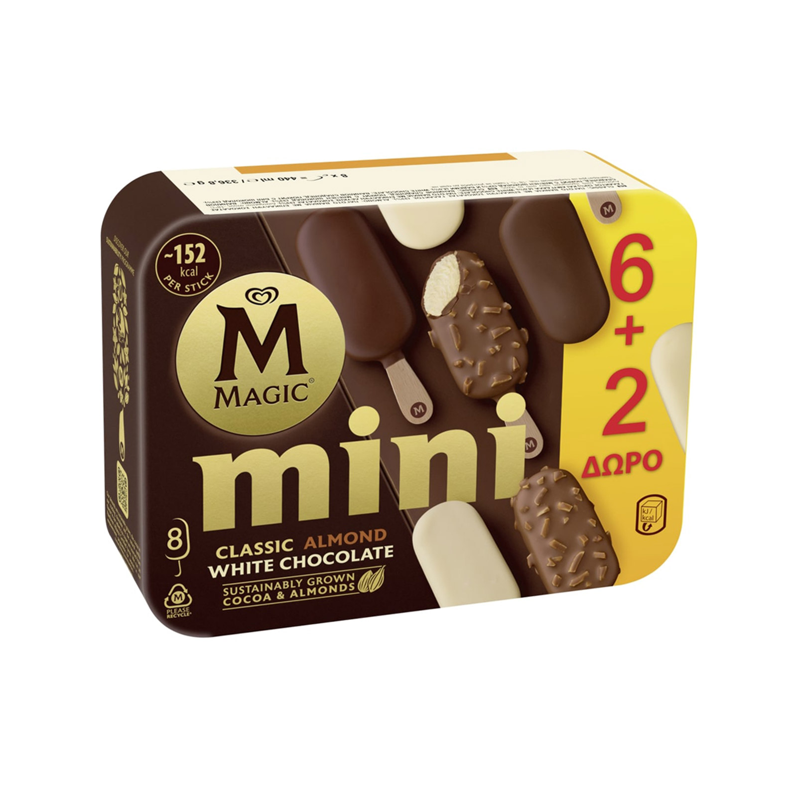 Magic Mini παγωτό πολύσυσκευασία classic almond - white chocolate ξυλάκι +2ml περισσότερο προϊόν εικόνα 1