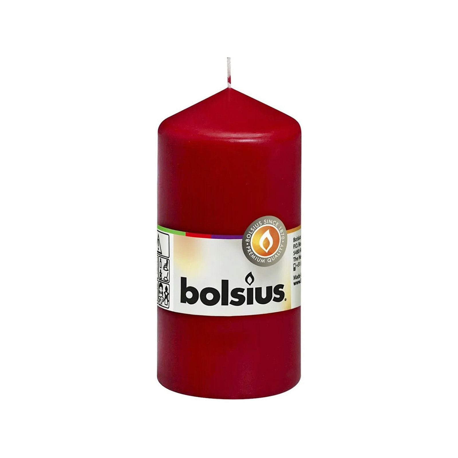 Bolsius 120/58 κερί κυλινδρικό wine red εικόνα 1