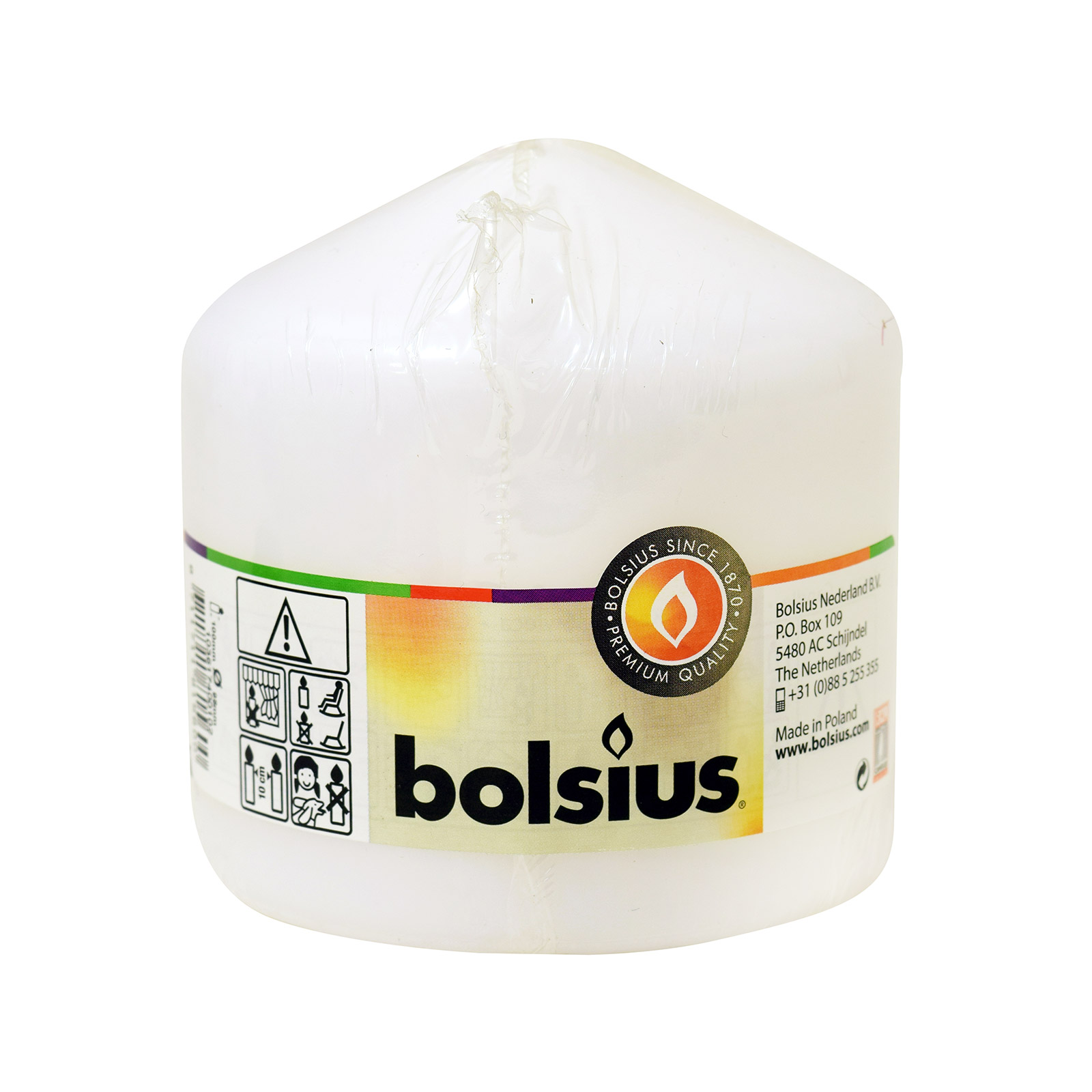 Bolsius 100/98 κερί κορμός λευκό εικόνα 1