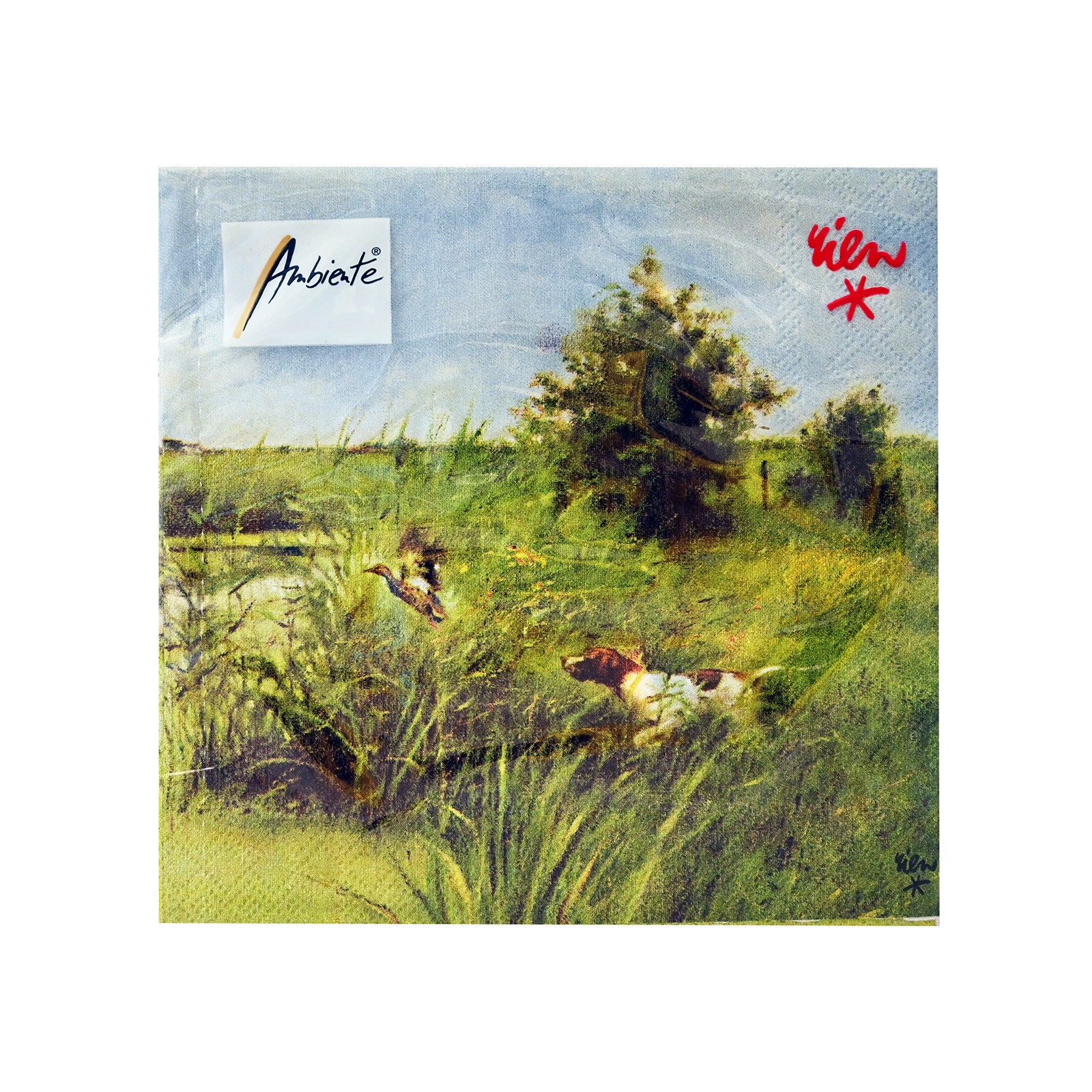 Ambiente 13311015 χαρτοπετσέτες μεσαίες dog hunts duck 33 x33 εκ, 20 τεμάχια 112g εικόνα 1