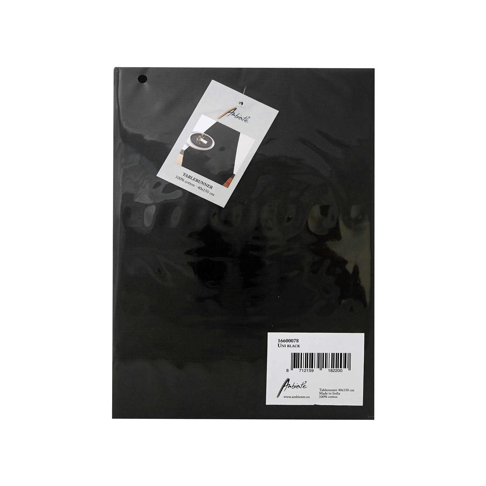 Ambiente 16600008 τραπεζομάντηλο ράνερ uni black 40x150 εικόνα 1