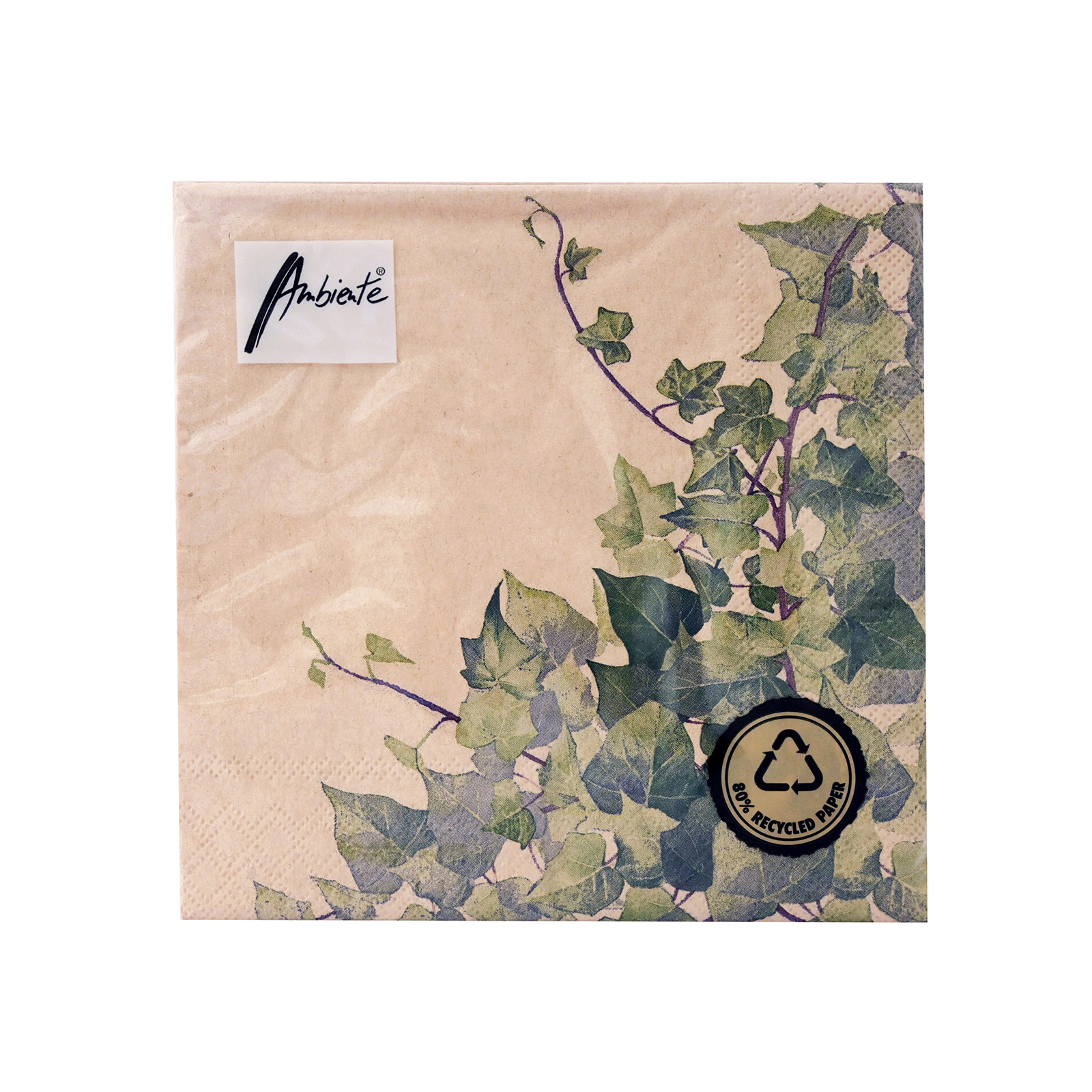 Ambiente 13317026 χαρτοπετσέτες μεσαίες nature 33x33εκ. 20 τεμάχια 120g εικόνα 1