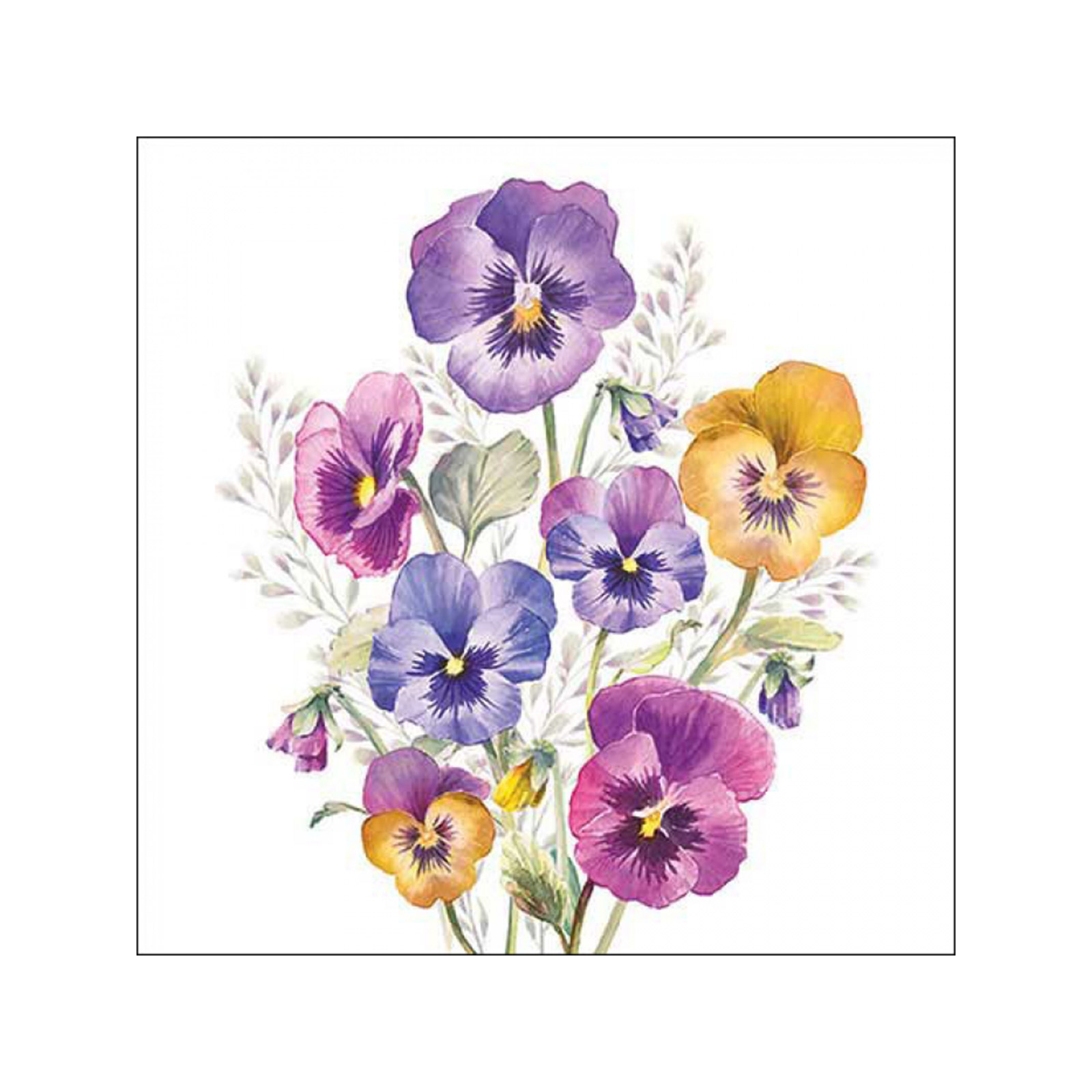 Ambiente χαρτοπετσέτες μεσαίες pansies 33 x33 εκ, 20 τεμάχια 111g εικόνα 1